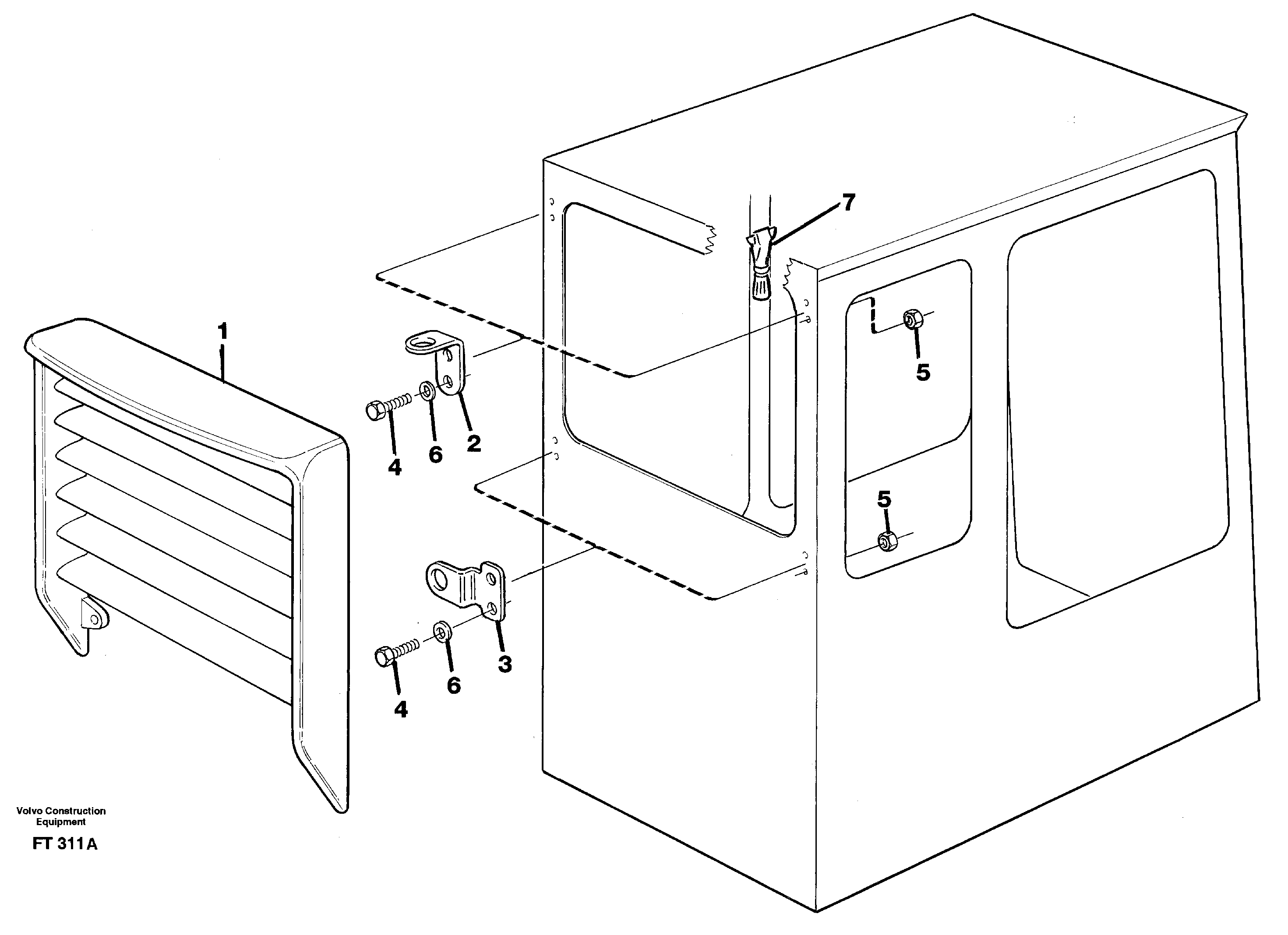 Схема запчастей Volvo EC340 - 73601 Jalusi, rear window fitting parts EC340 SER NO 1001-