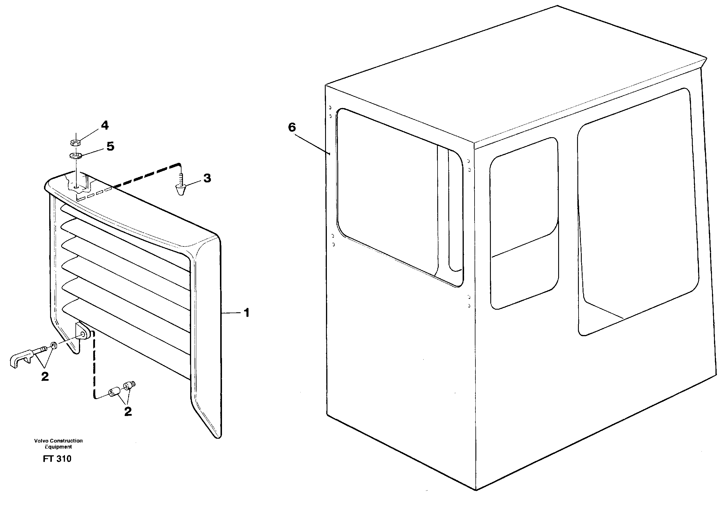 Схема запчастей Volvo EC340 - 86505 Jalusi, rear window EC340 SER NO 1001-