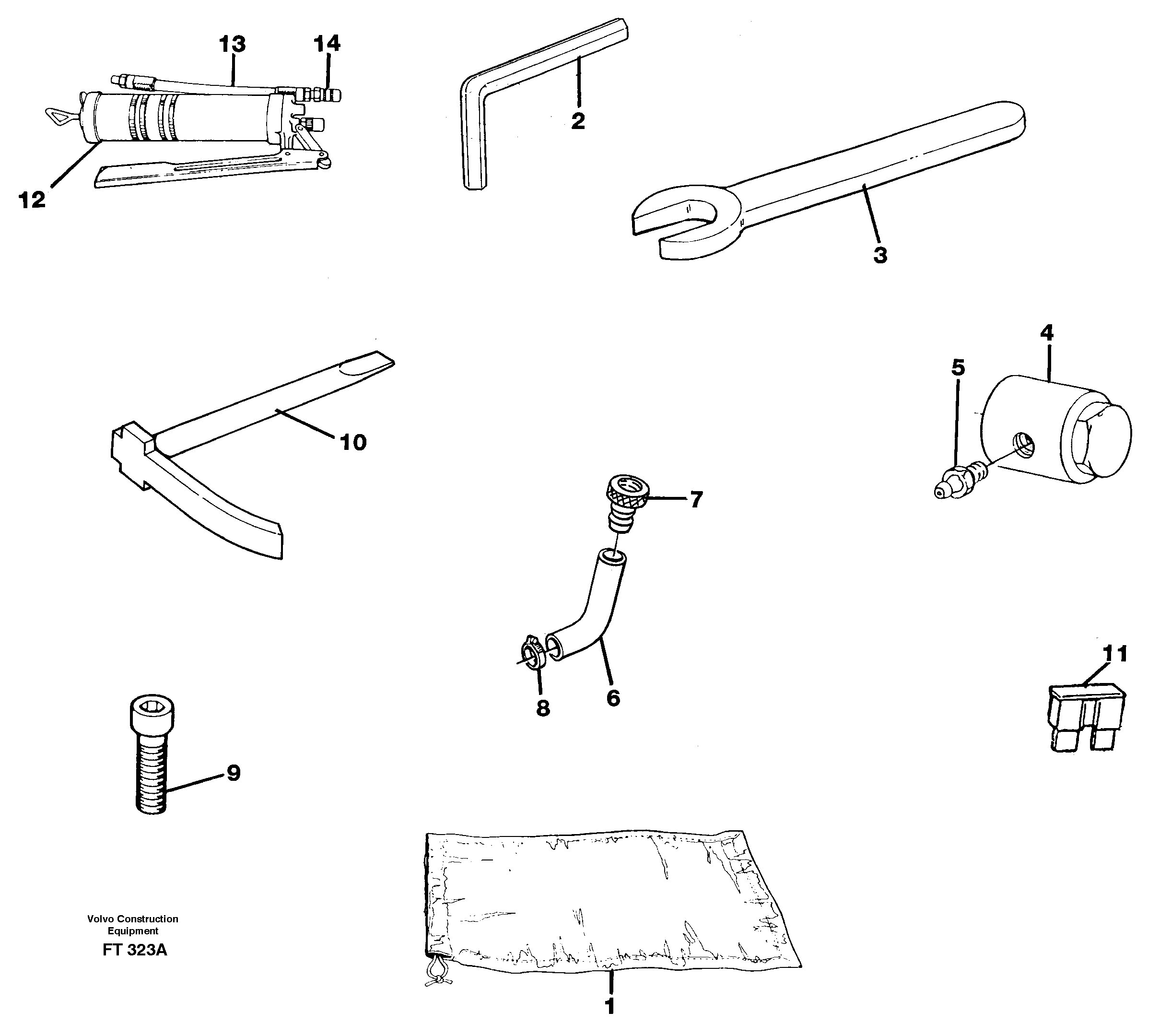 Схема запчастей Volvo EC340 - 68463 Tools for daily maintenance EC340 SER NO 1001-