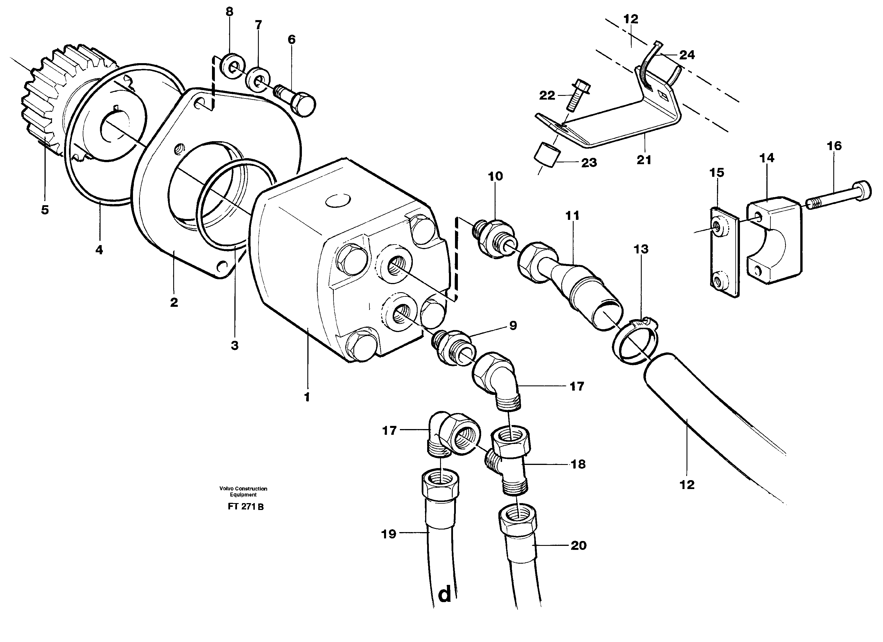 Схема запчастей Volvo EC340 - 68841 Servo pump with assembly parts EC340 SER NO 1001-