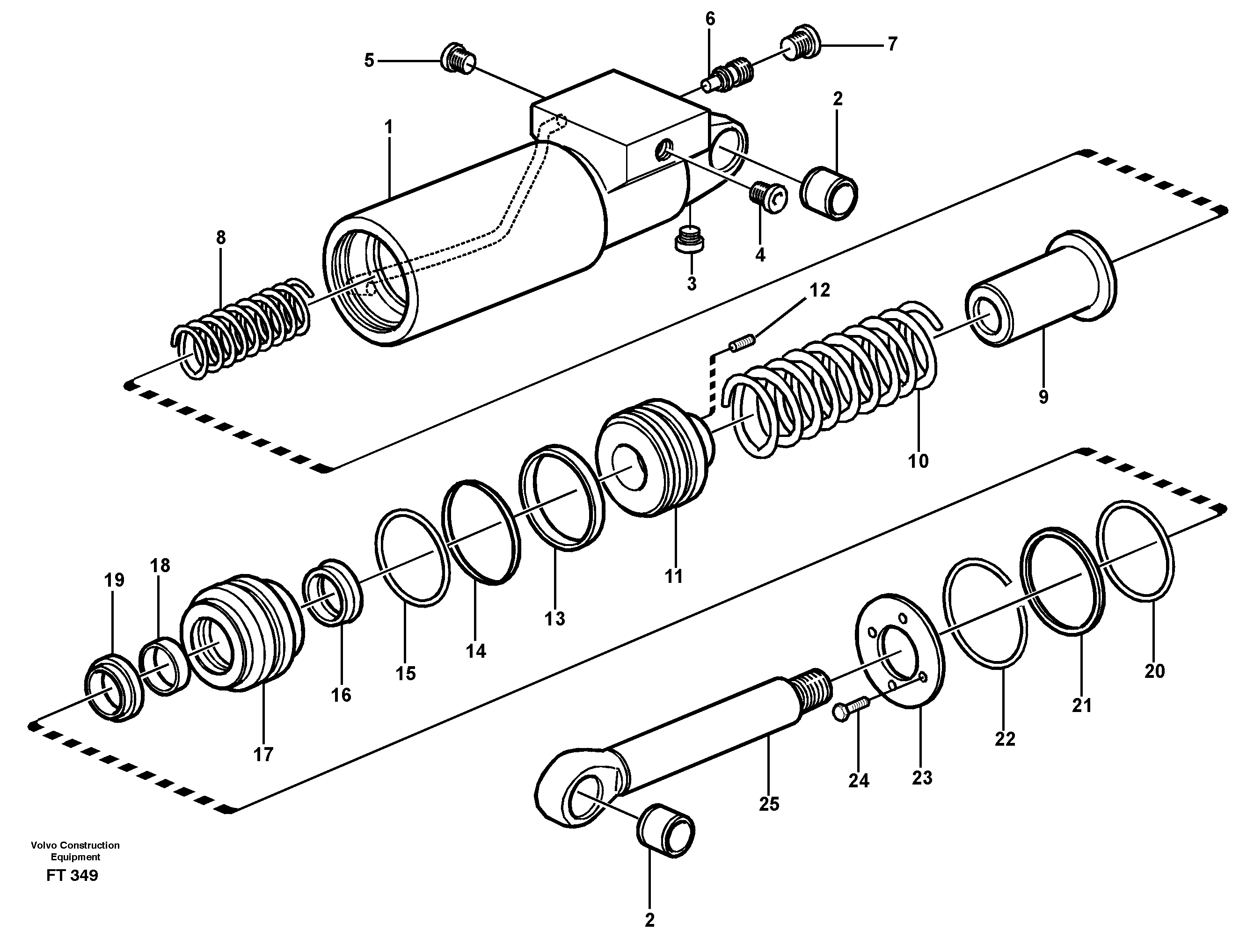 Схема запчастей Volvo EC340 - 74855 Гидроцилиндр EC340 SER NO 1001-