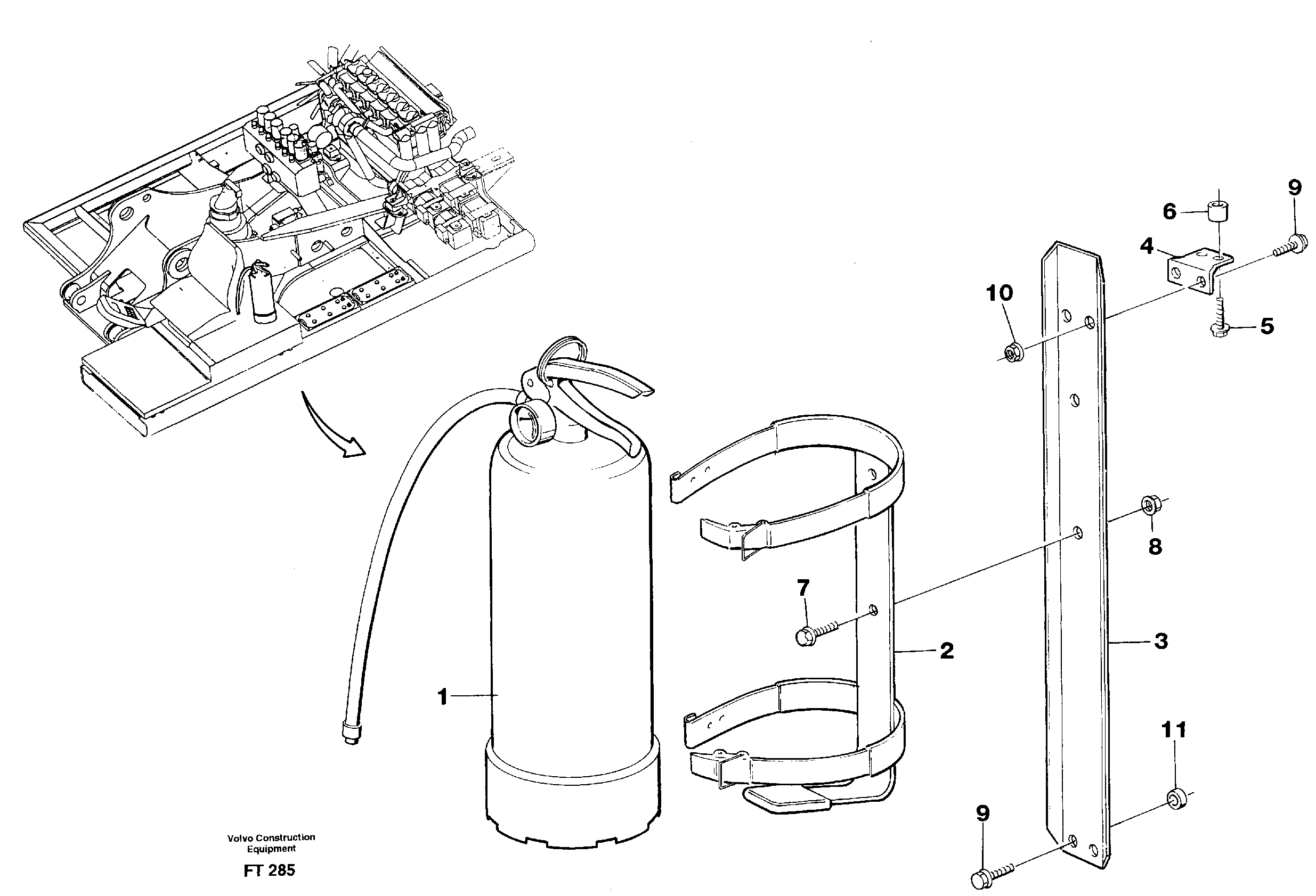 Схема запчастей Volvo EC340 - 82575 Fire extinguisher EC340 SER NO 1001-