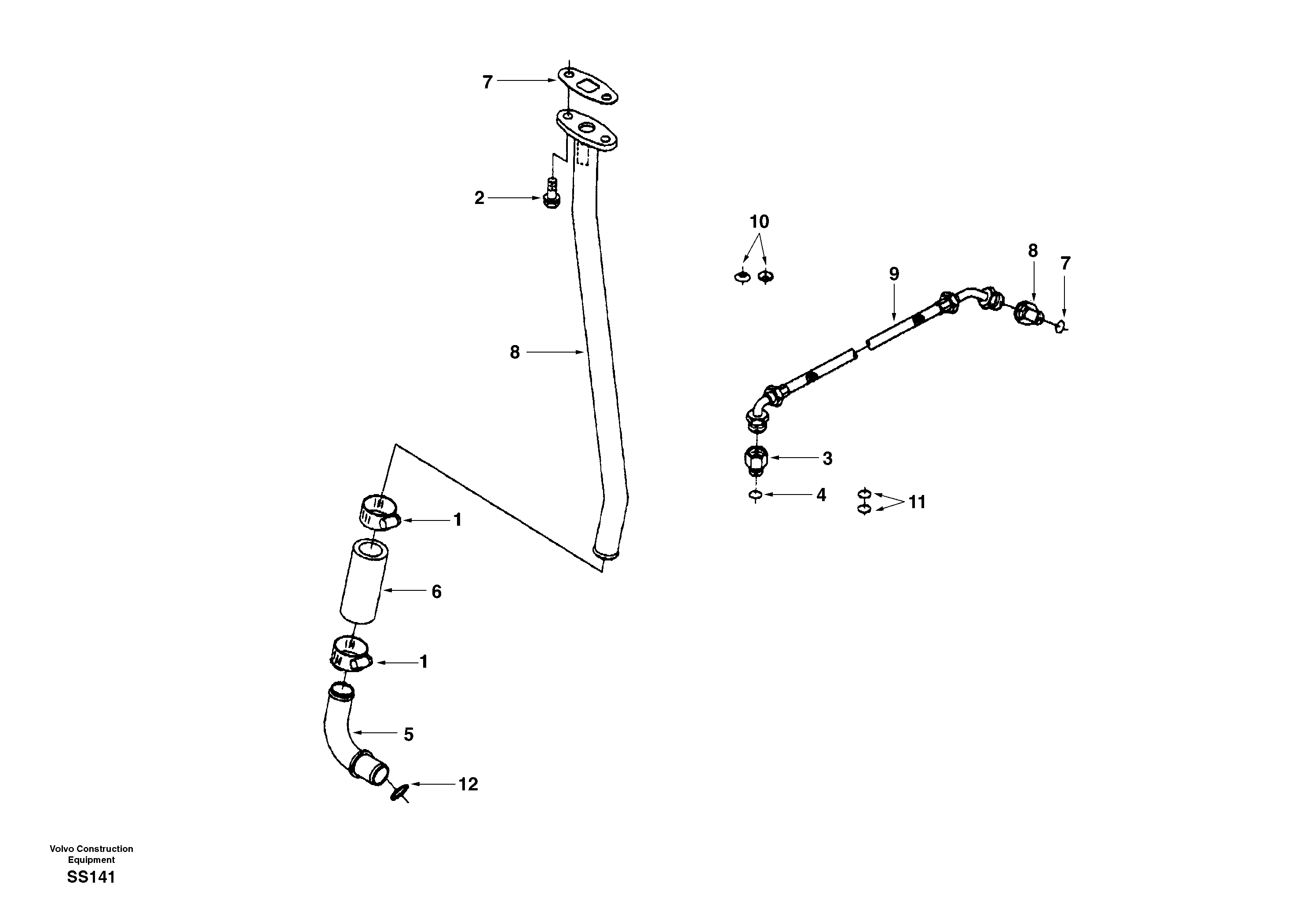 Схема запчастей Volvo EW130 - 42183 Turbocharger, plumbing EW130