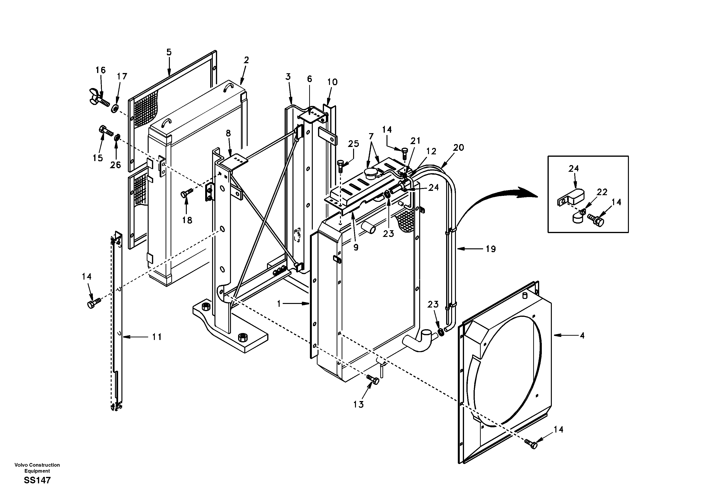 Схема запчастей Volvo EW130 - 13096 Радиатор EW130