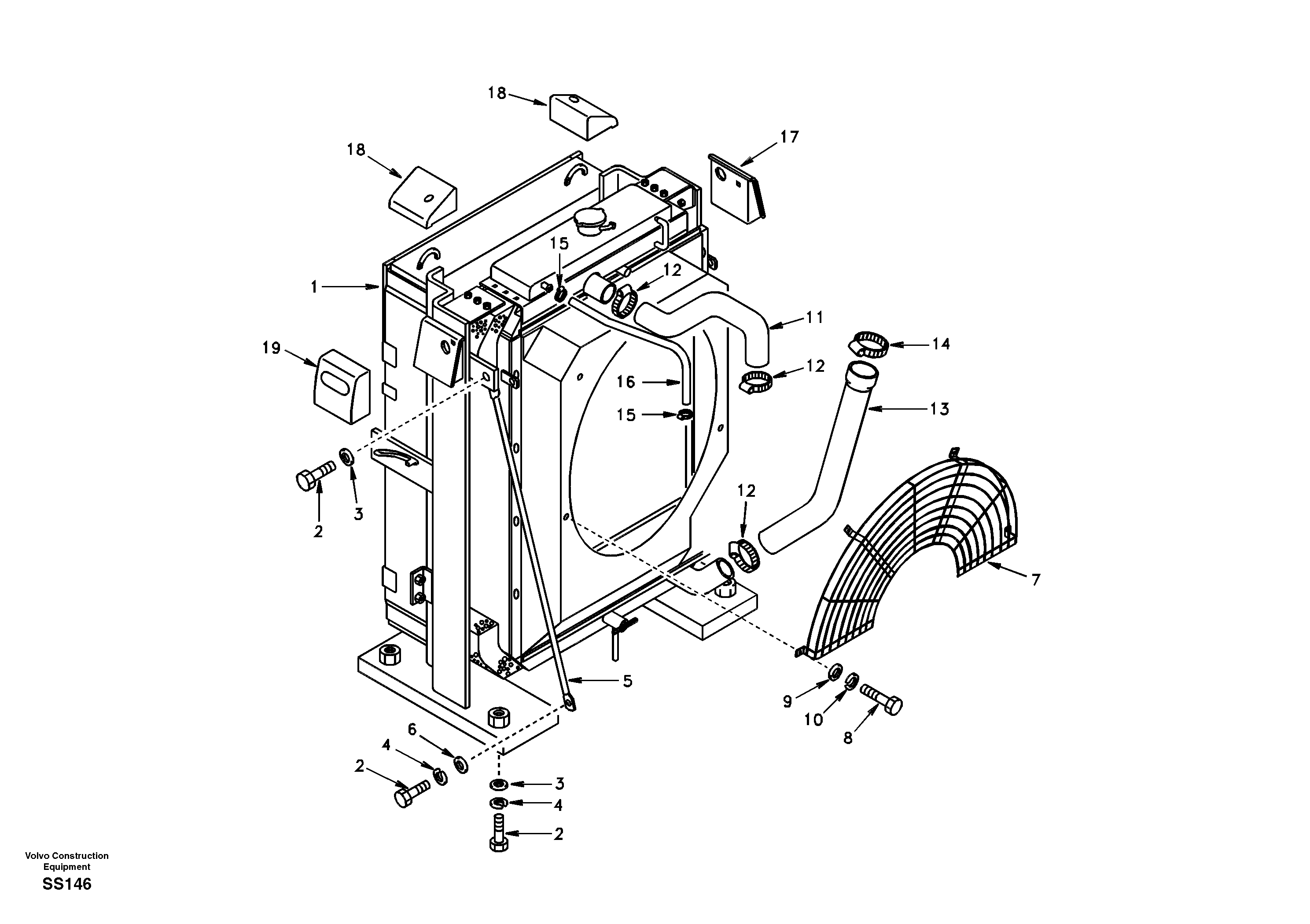 Схема запчастей Volvo EW130 - 9545 Система охлаждения EW130