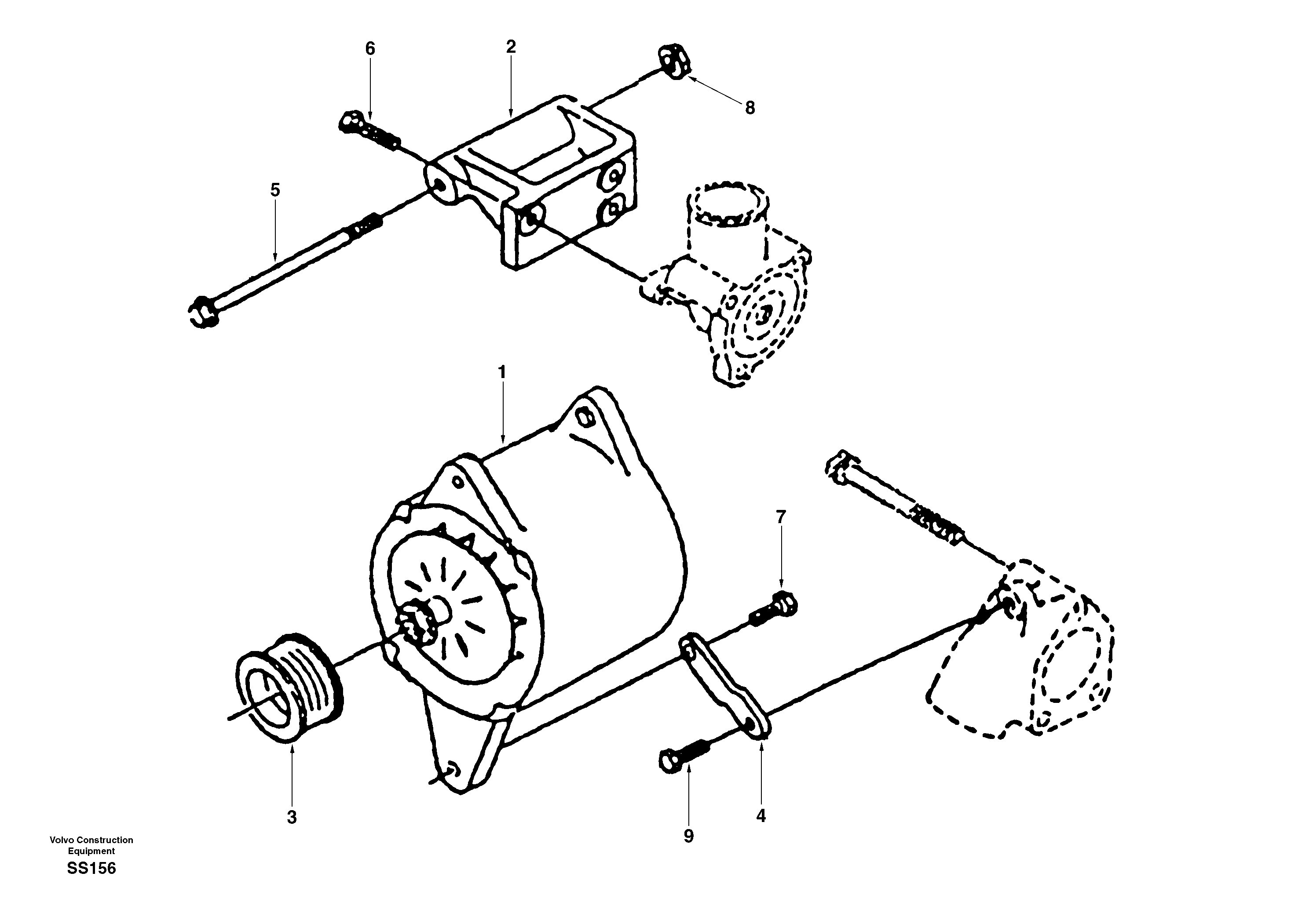 Схема запчастей Volvo EW130 - 55988 Alternator with assembling details EW130