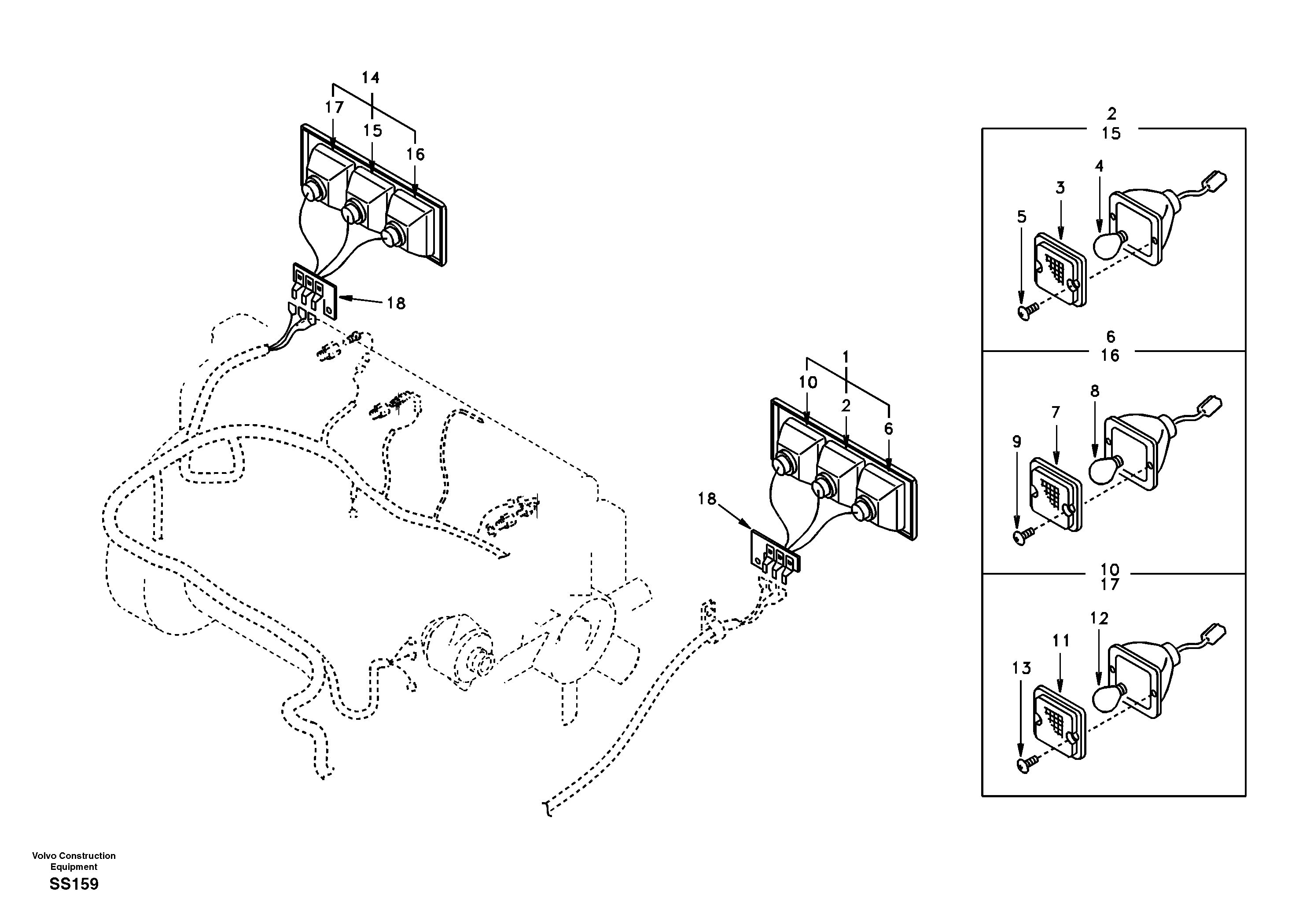 Схема запчастей Volvo EW130 - 42192 Lighting, rear EW130