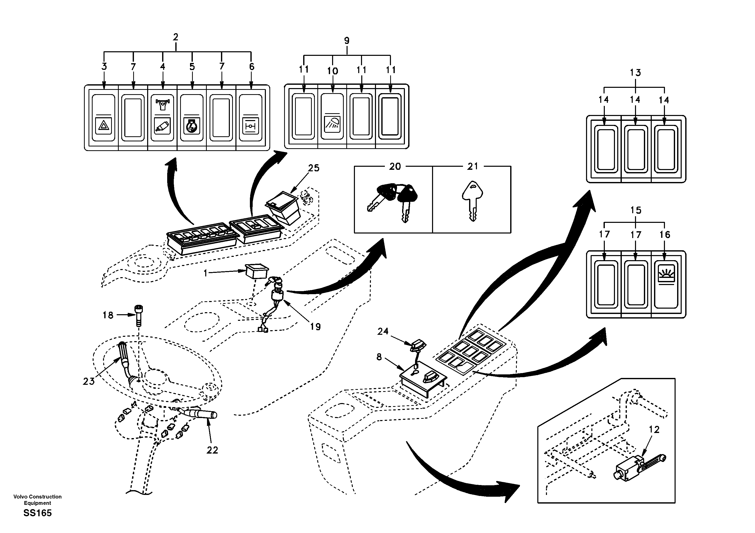 Схема запчастей Volvo EW130 - 64691 Переключатель EW130