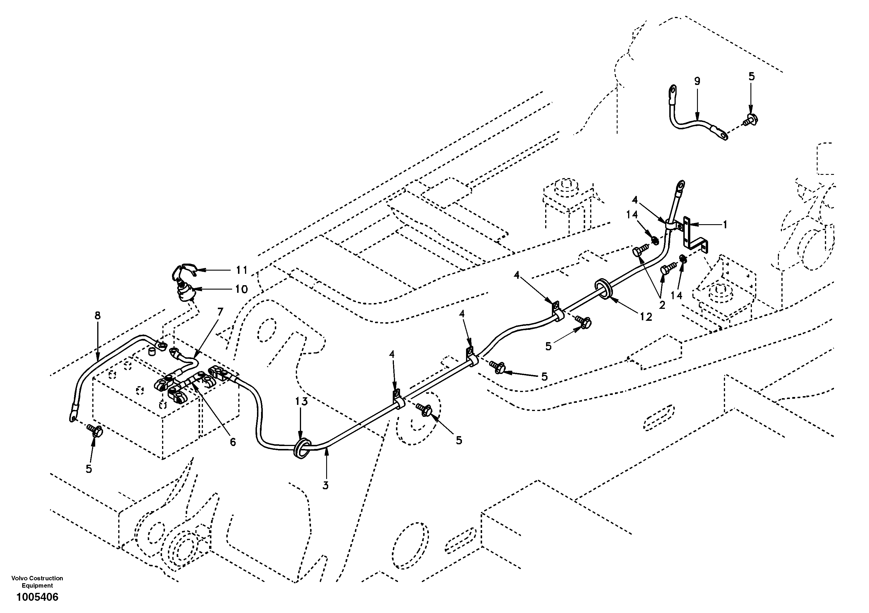 Схема запчастей Volvo EW130 - 41245 Cables, battery EW130