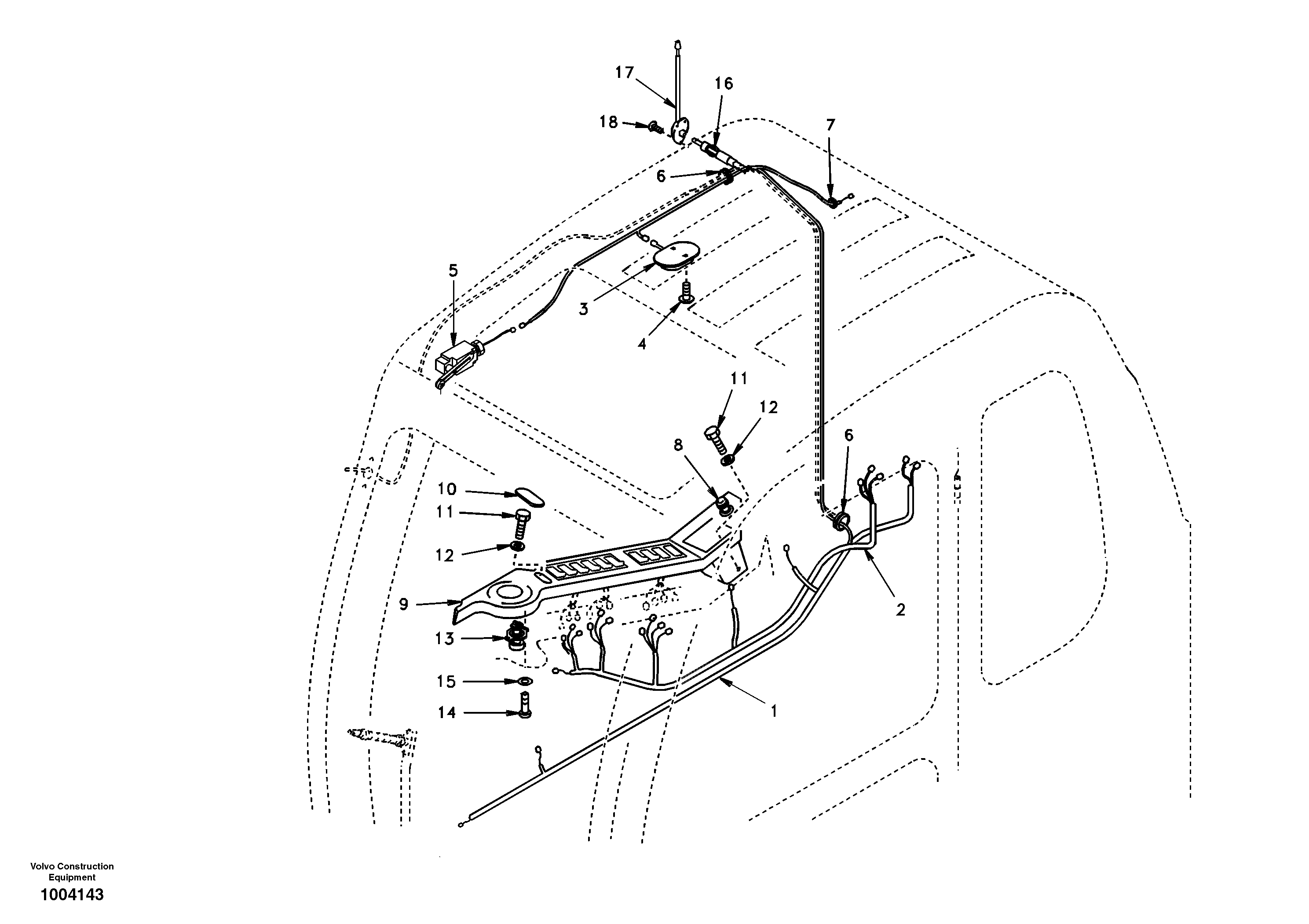 Схема запчастей Volvo EW130 - 9553 Cable harnesses, cab EW130