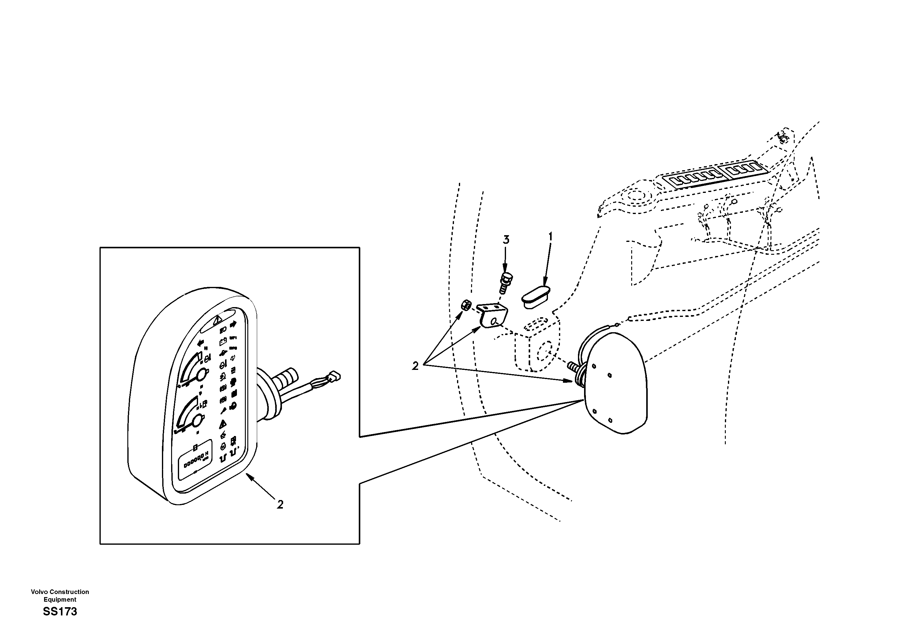 Схема запчастей Volvo EW130 - 84556 Instrument panel, warning unit and information unit EW130
