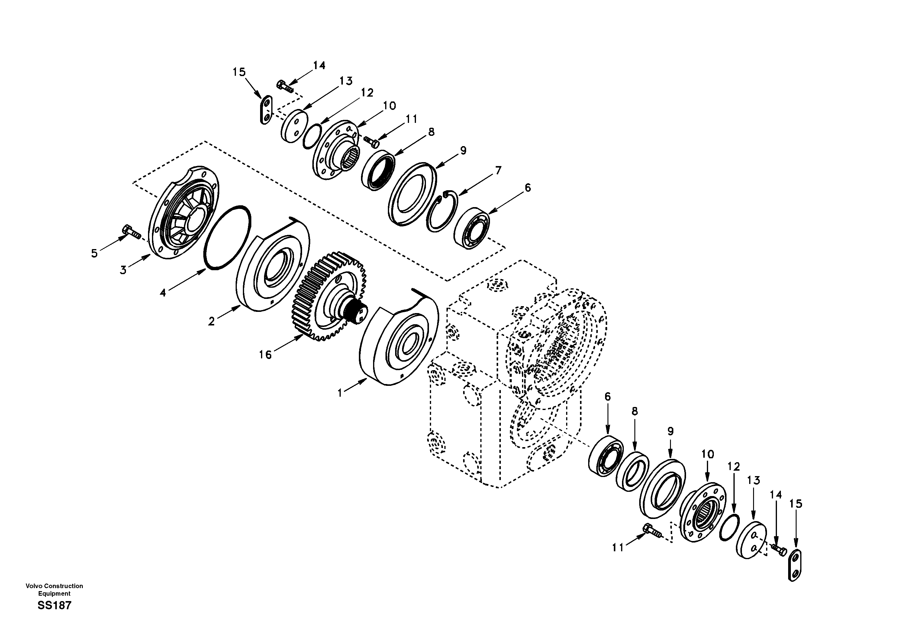 Схема запчастей Volvo EW130 - 71978 Output gear EW130