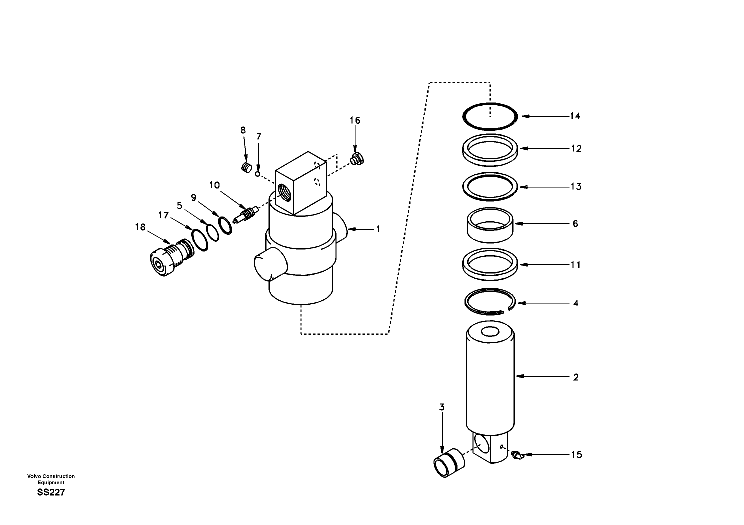 Схема запчастей Volvo EW130 - 93956 Axle locking cylinder EW130
