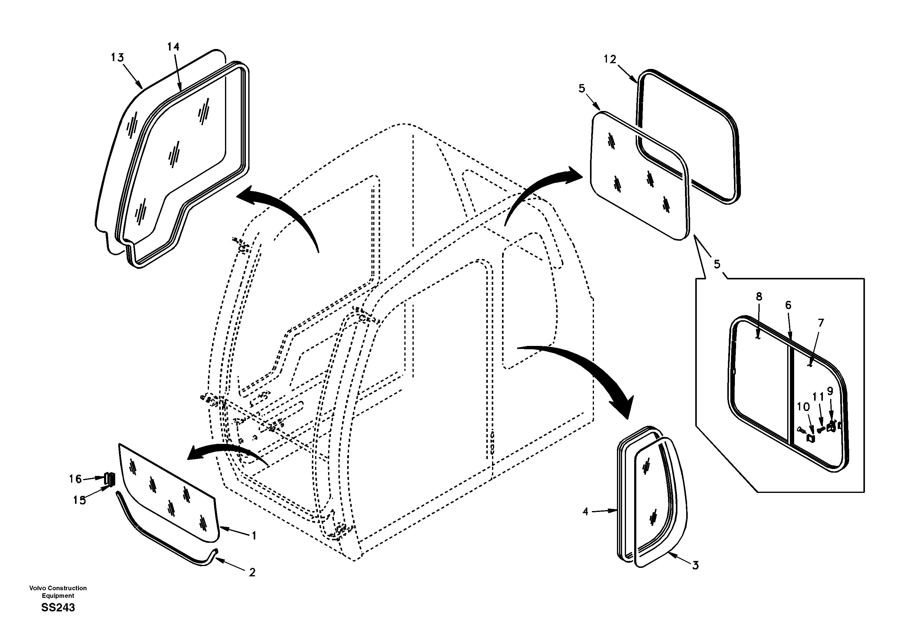 Схема запчастей Volvo EW130 - 22746 Windows EW130