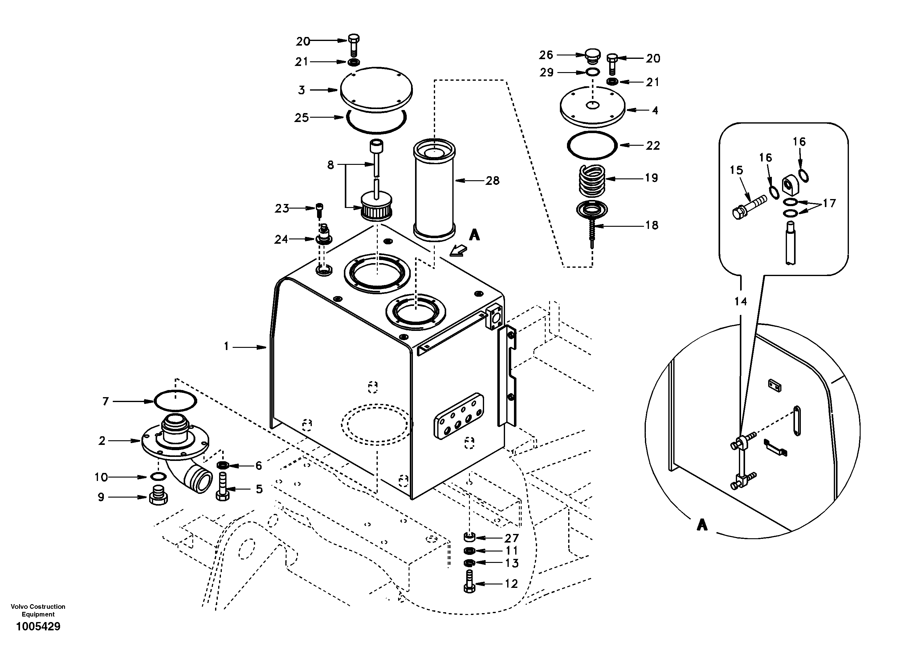 Схема запчастей Volvo EW130 - 99148 Гидробак EW130