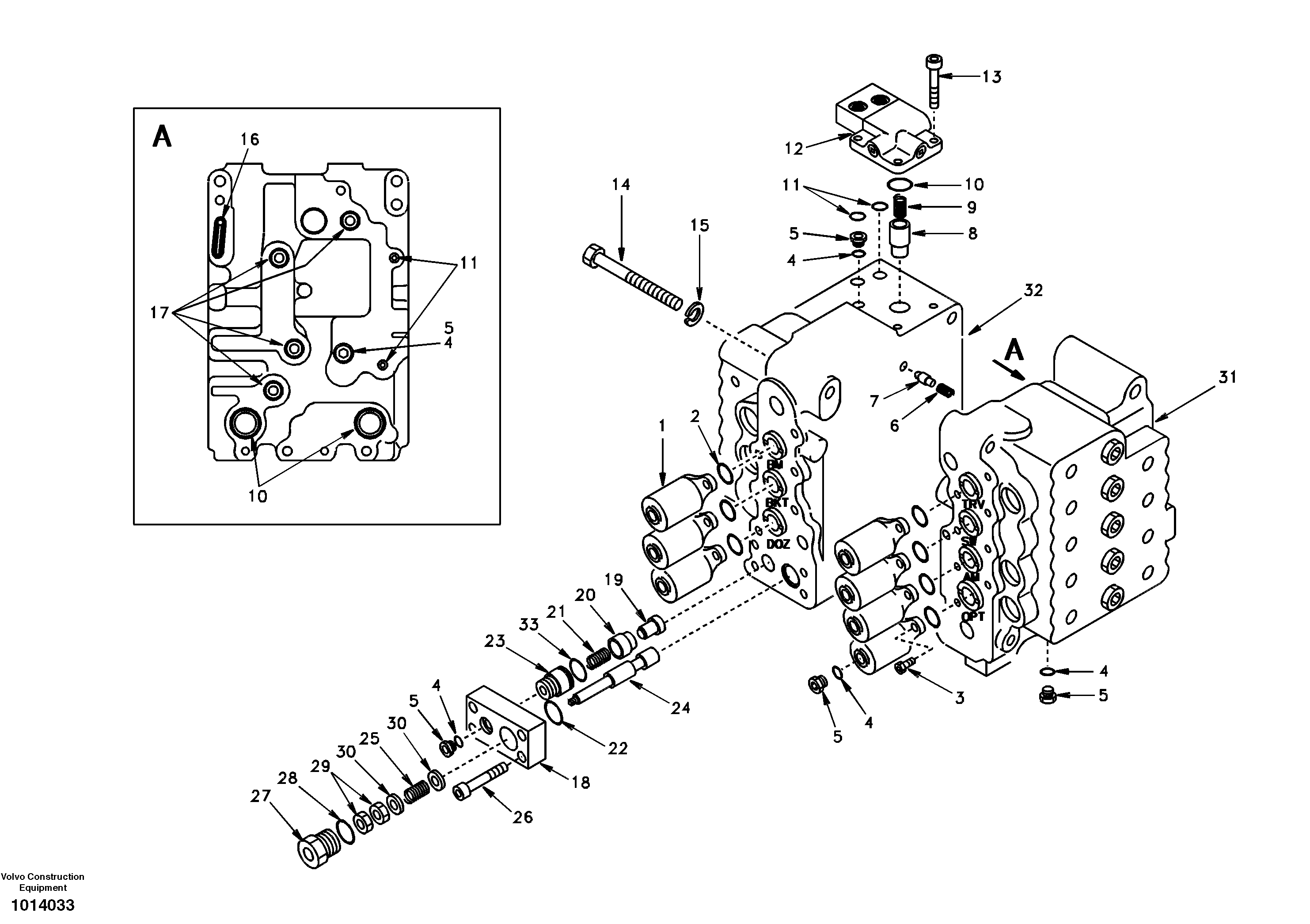 Схема запчастей Volvo EW130 - 13793 Control valve with fitting parts EW130
