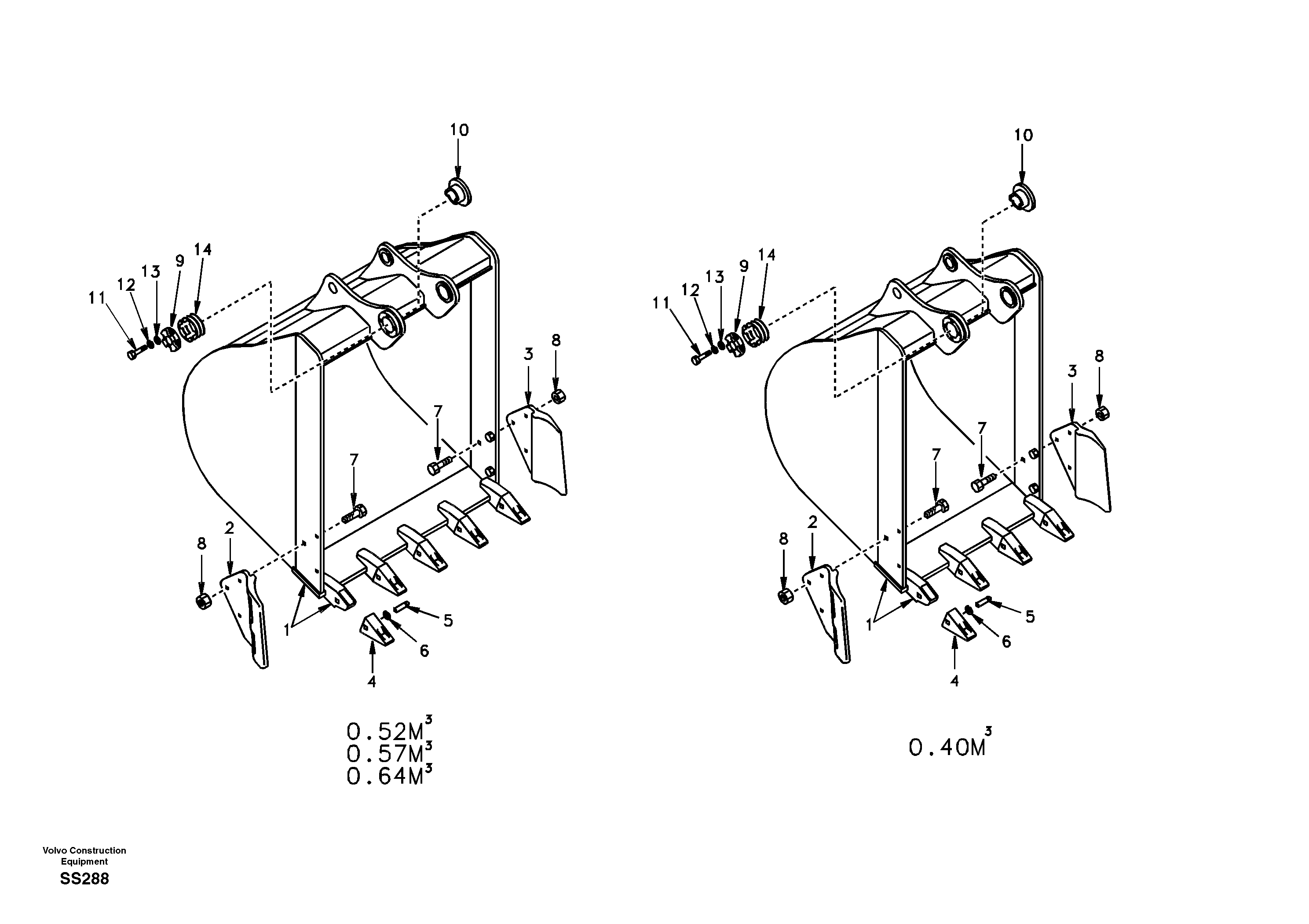 Схема запчастей Volvo EW130 - 44985 Ковш EW130