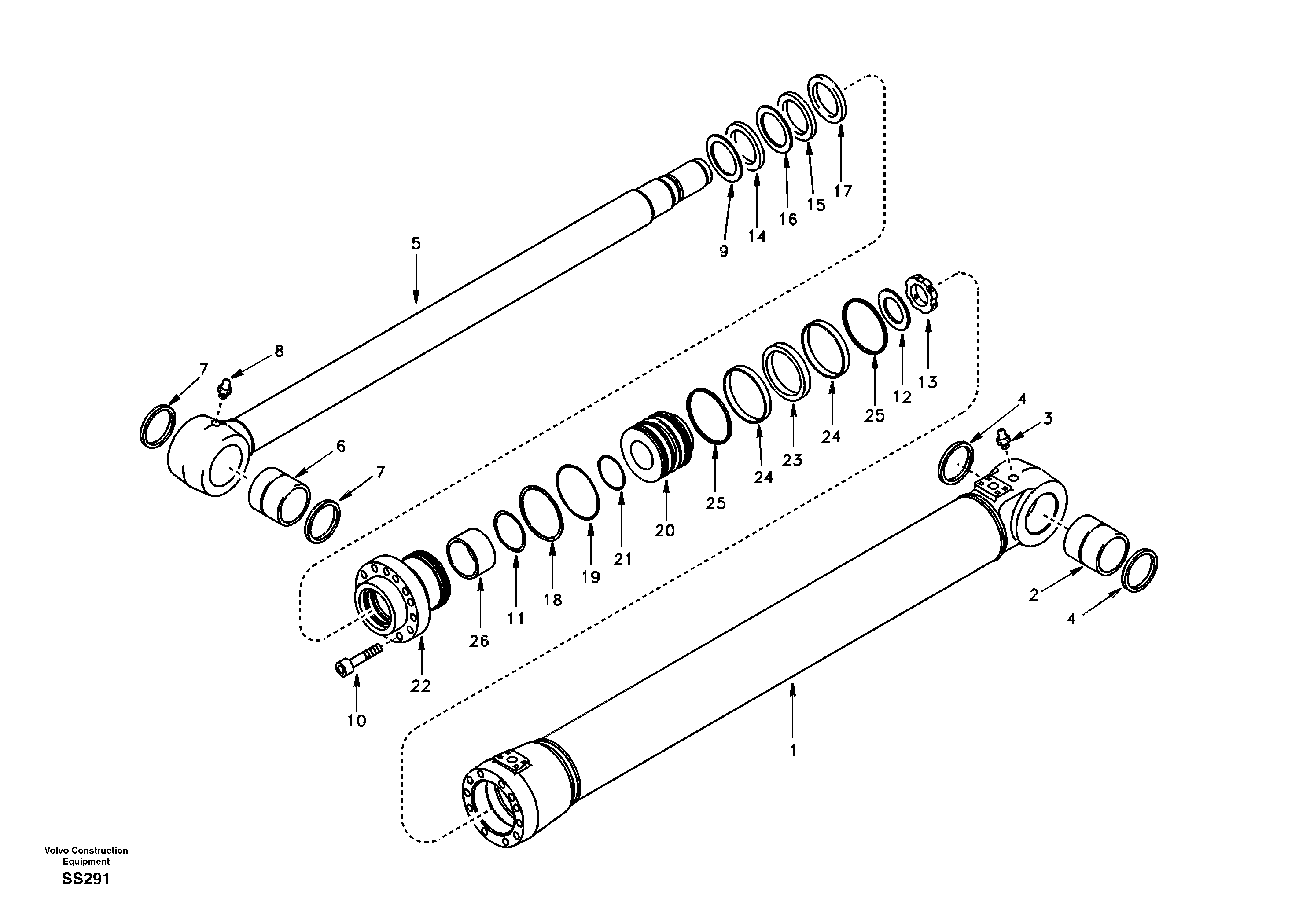 Схема запчастей Volvo EW130 - 38930 Гидроцилиндр отвала EW130
