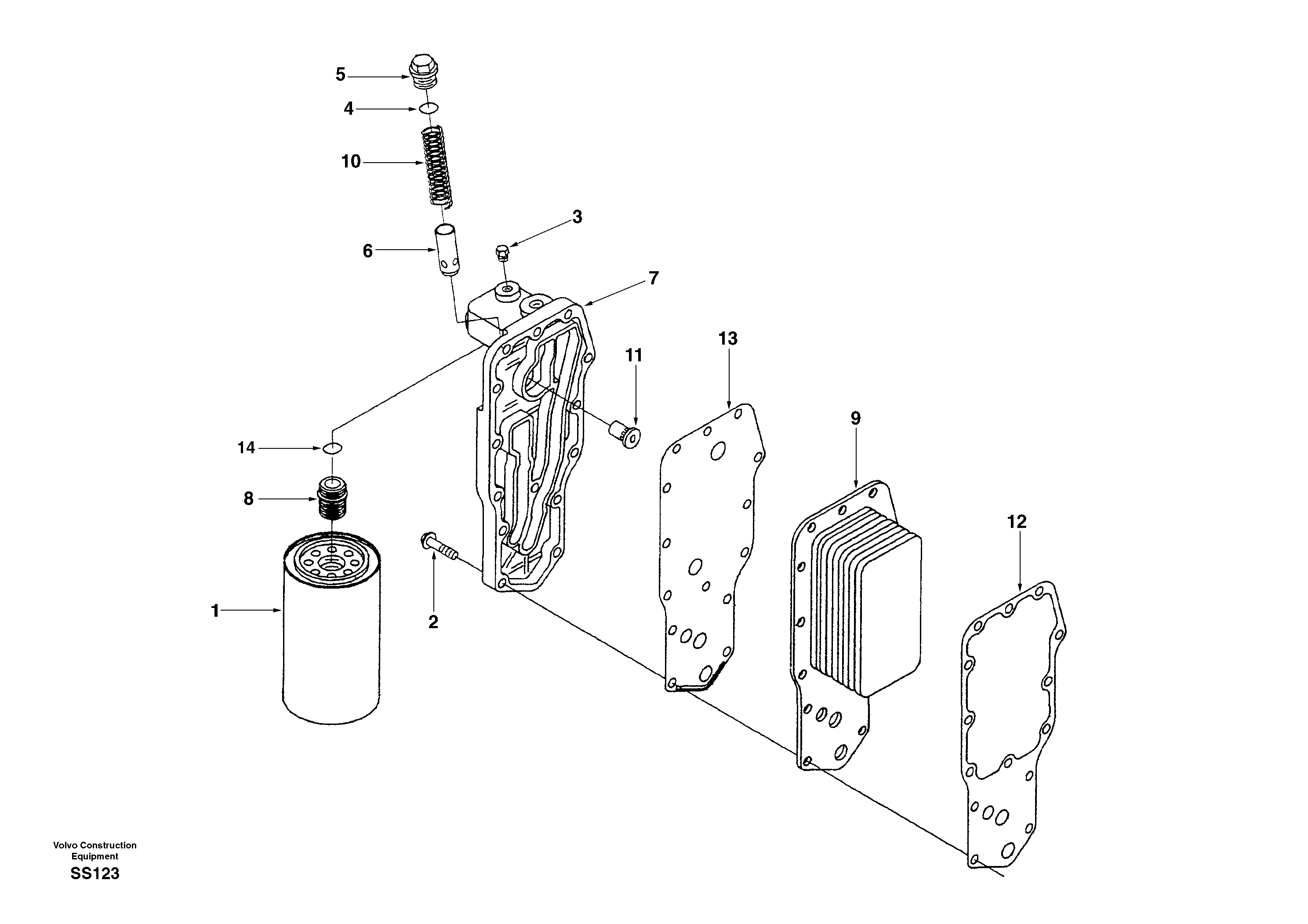 Схема запчастей Volvo EW130 - 32068 Масляный радиатор EW130