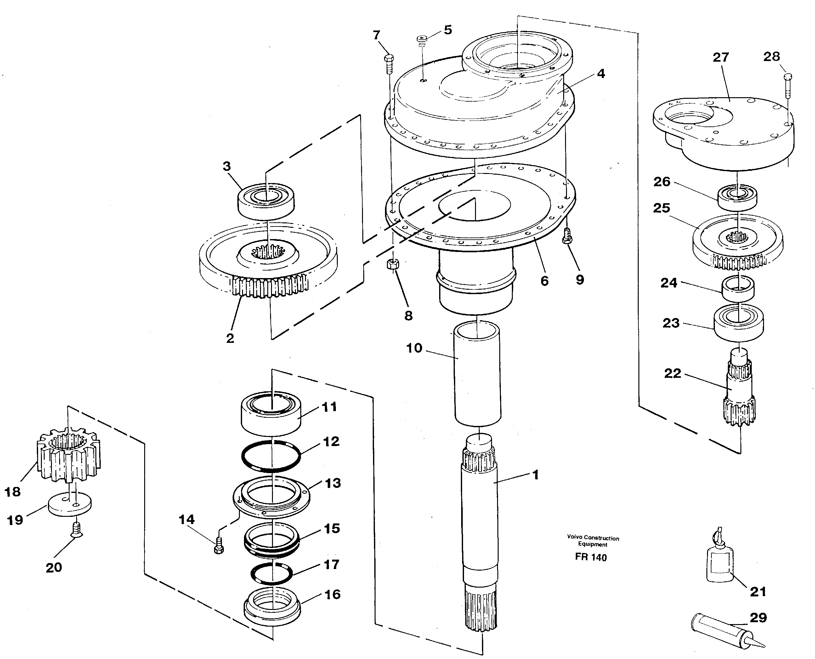 Схема запчастей Volvo EW130 - 7733 Swing gearbox EW130 ?KERMAN ?KERMAN EW130 SER NO - 447