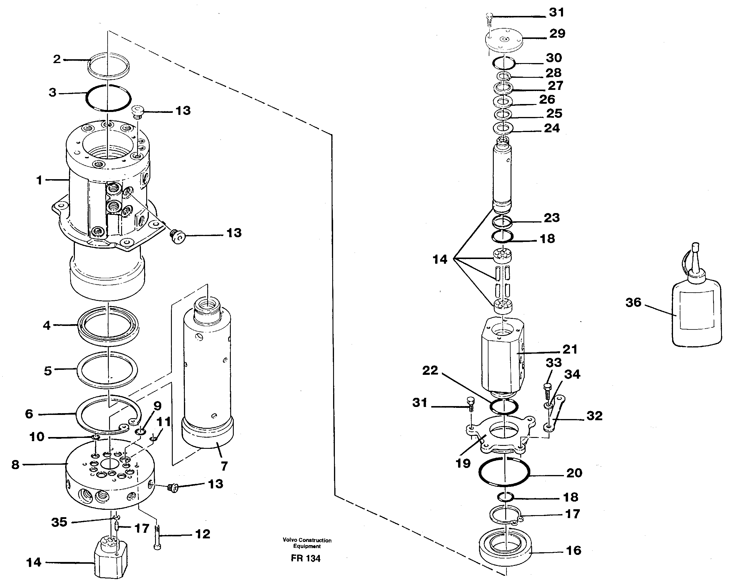 Схема запчастей Volvo EW130 - 19868 Шарнир поворотный EW130 ?KERMAN ?KERMAN EW130 SER NO - 447