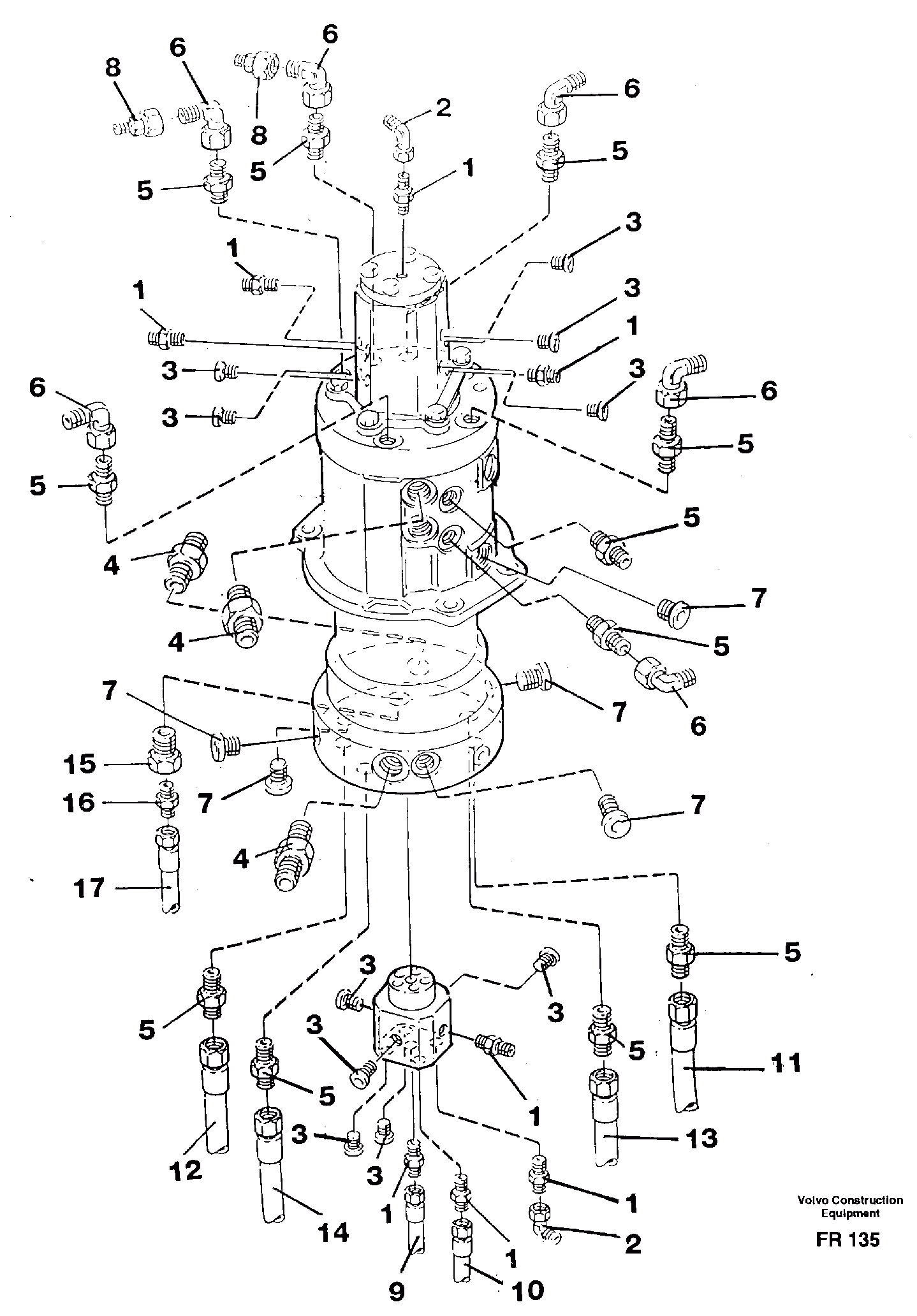 Схема запчастей Volvo EW130 - 33650 Centre passage, fittings and hoses EW130 ?KERMAN ?KERMAN EW130 SER NO - 447