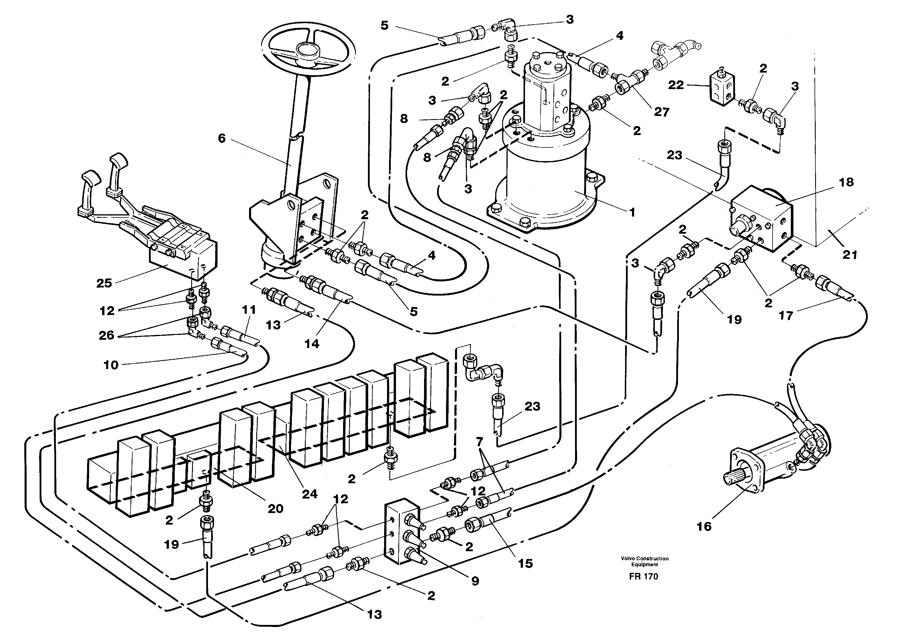 Схема запчастей Volvo EW130 - 33663 Steering system in superstructure EW130 ?KERMAN ?KERMAN EW130 SER NO - 447