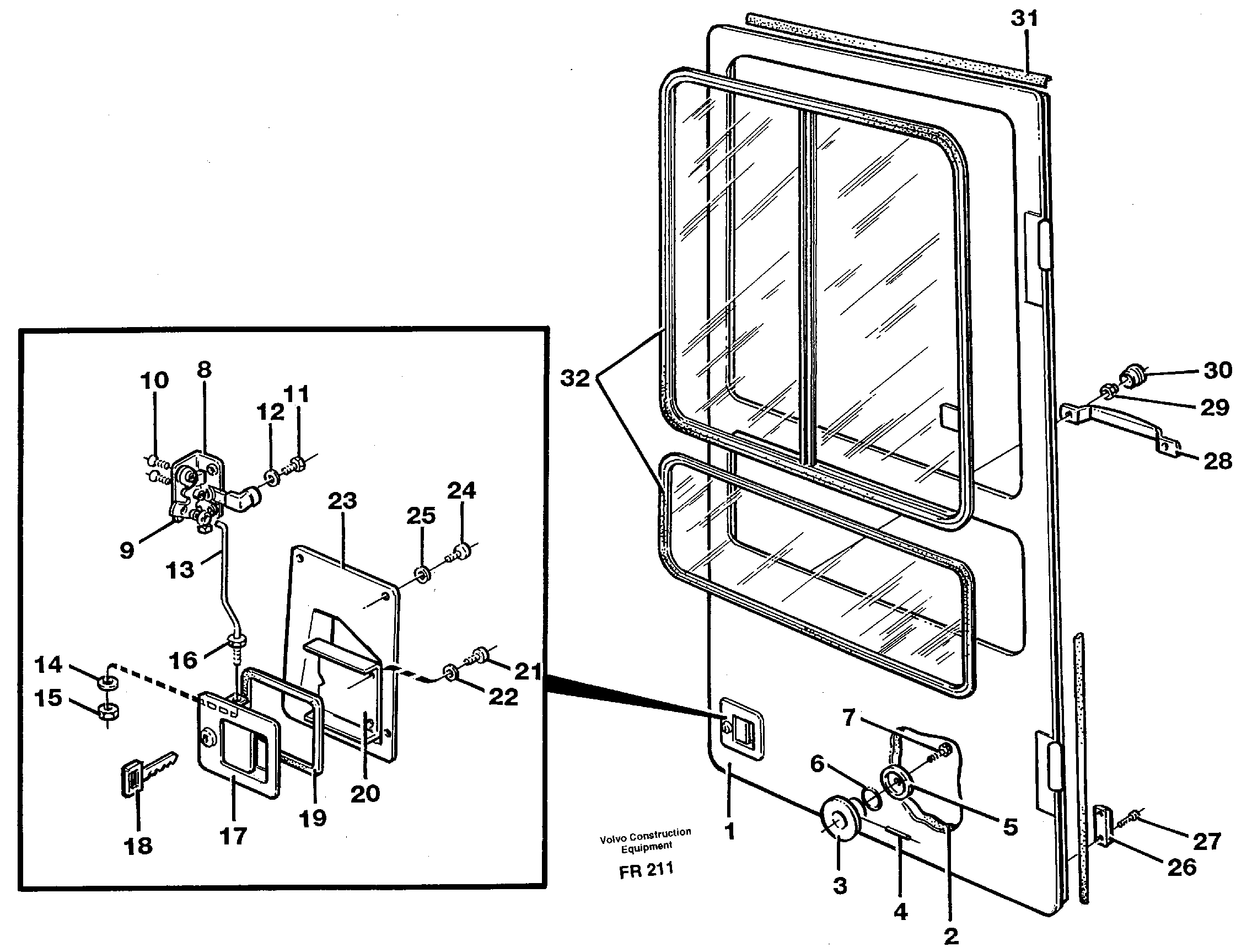 Схема запчастей Volvo EW130 - 34025 Door, operators cab EW130 ?KERMAN ?KERMAN EW130 SER NO - 447