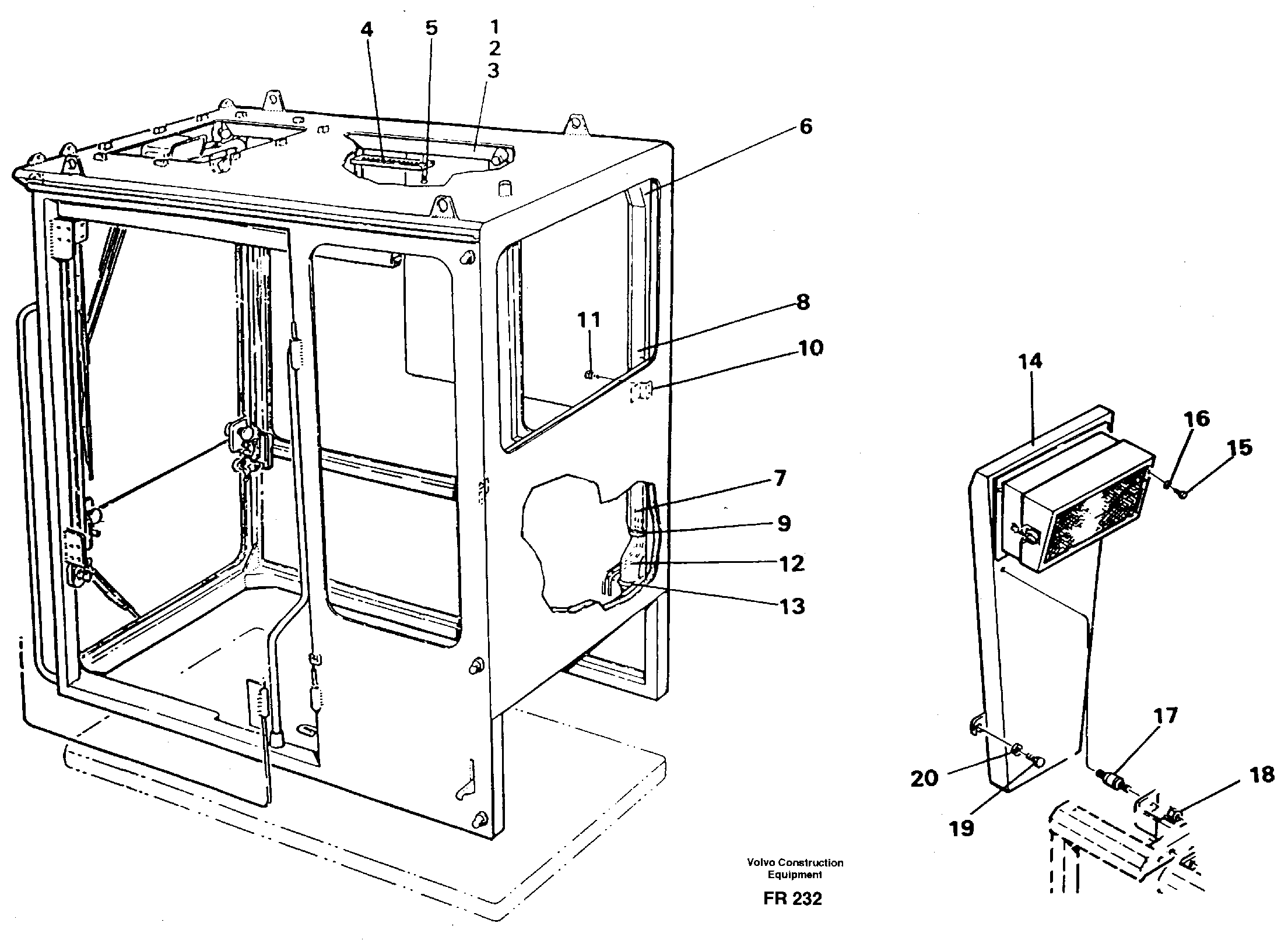 Схема запчастей Volvo EW130 - 34034 Air duct, cab EW130 ?KERMAN ?KERMAN EW130 SER NO - 447