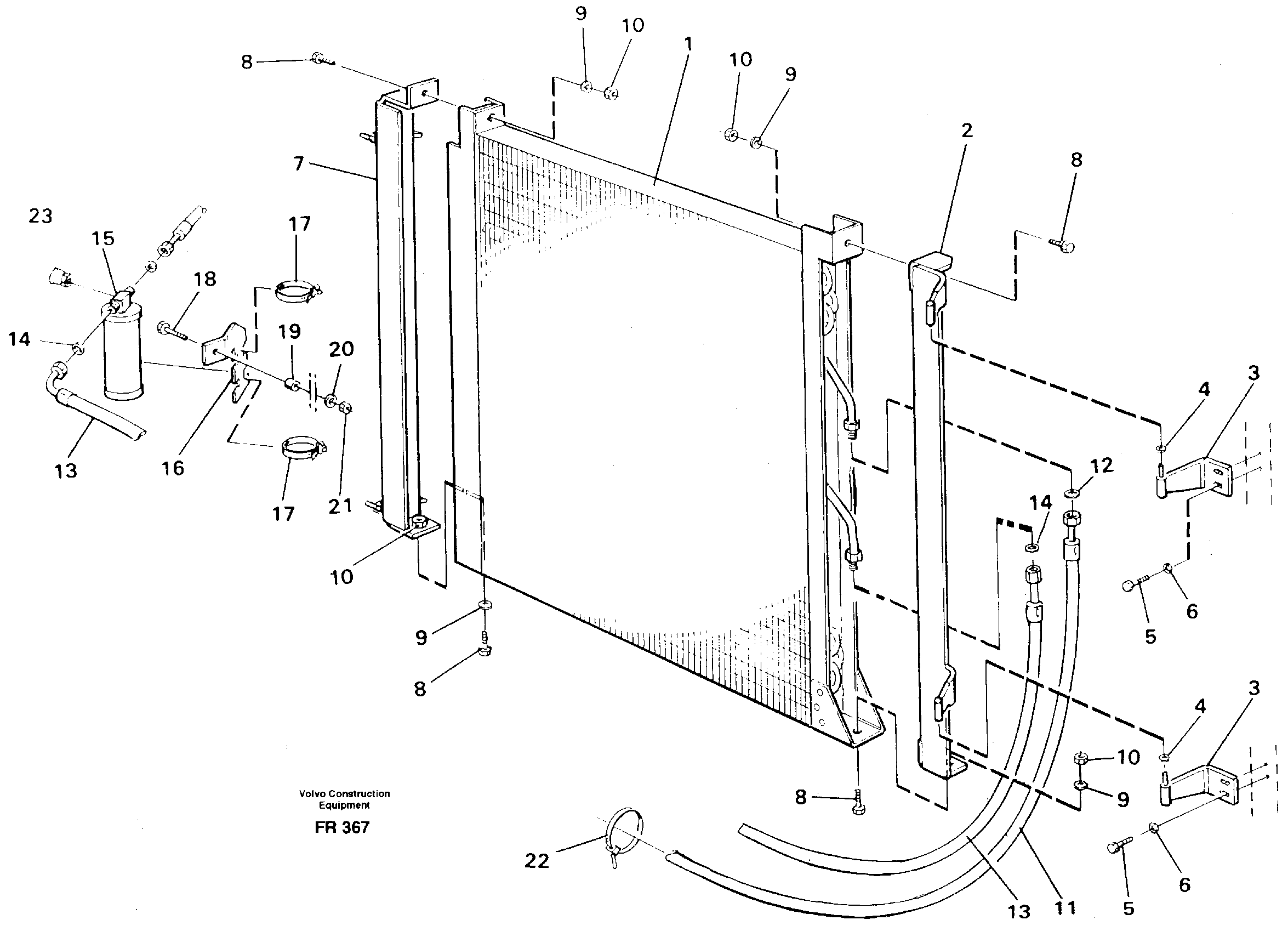 Схема запчастей Volvo EW130 - 37648 Condensor with fitting parts Cooling agent R12 EW130 ?KERMAN ?KERMAN EW130 SER NO - 447