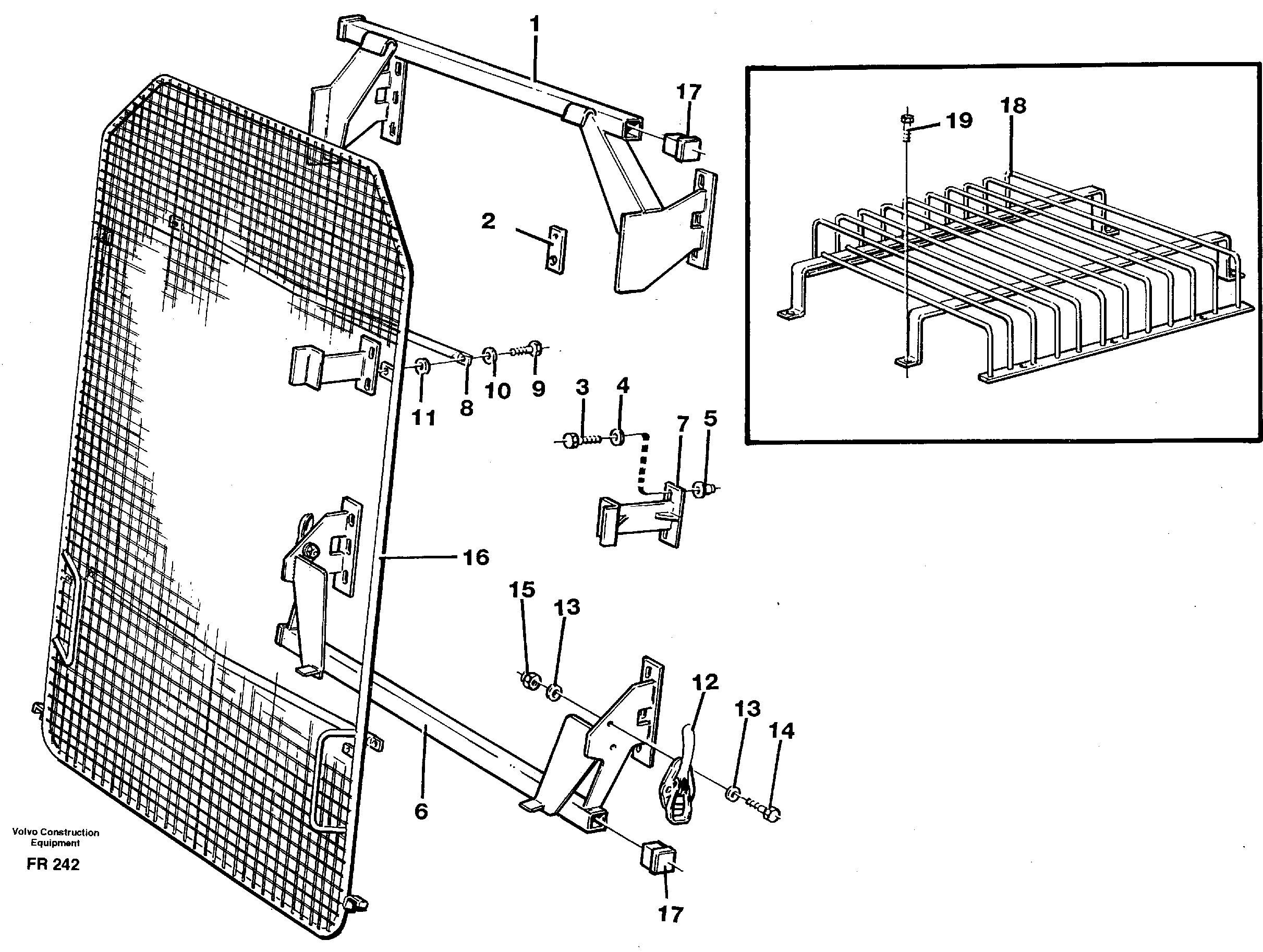 Схема запчастей Volvo EW130 - 32721 Protective net, windscreen Grill, skylight EW130 ?KERMAN ?KERMAN EW130 SER NO - 447