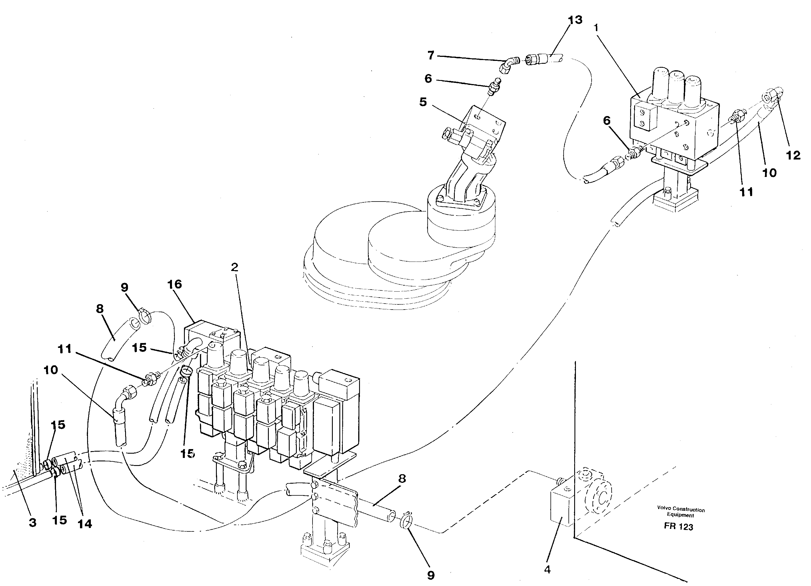 Схема запчастей Volvo EW130 - 36074 Hydraulic system, return lines EW130 ?KERMAN ?KERMAN EW130 SER NO - 447