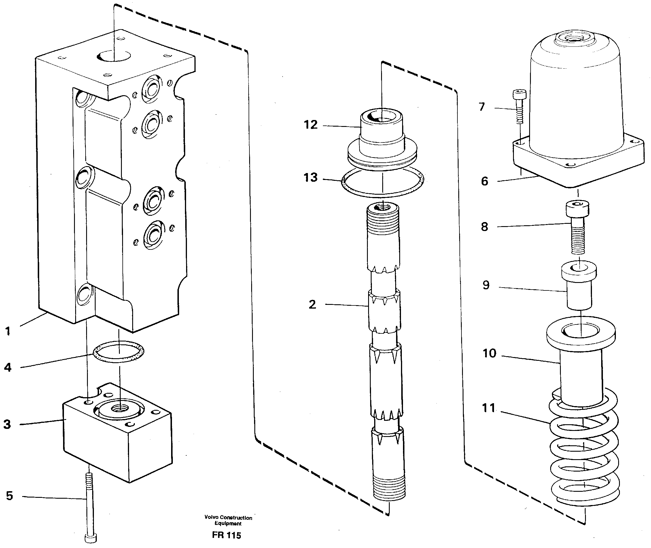 Схема запчастей Volvo EW130 - 106533 Four-way valve, dipper primary EW130 ?KERMAN ?KERMAN EW130 SER NO - 447