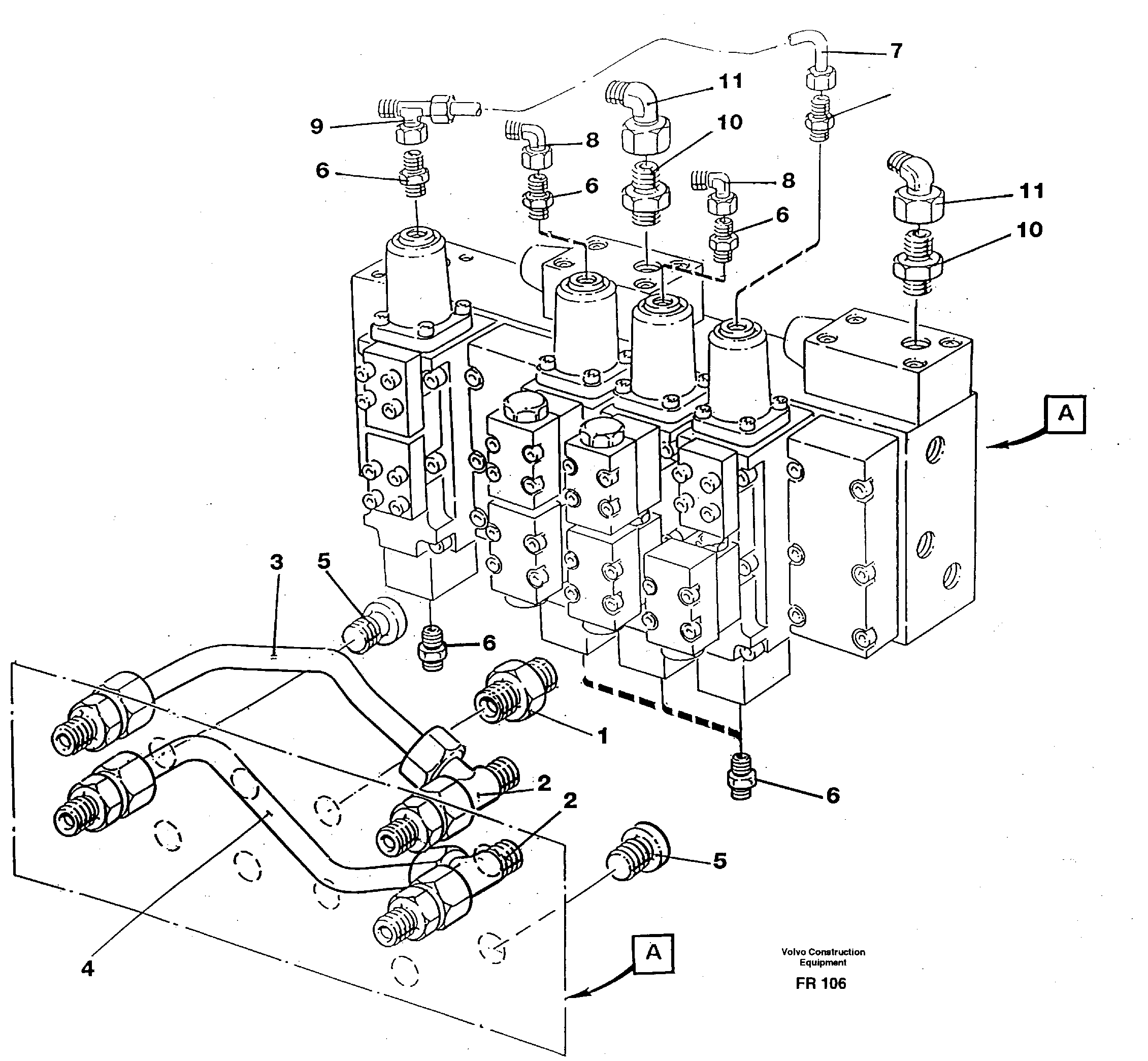 Схема запчастей Volvo EW130 - 31515 Main valve block, fittings and tubings EW130 ?KERMAN ?KERMAN EW130 SER NO - 447