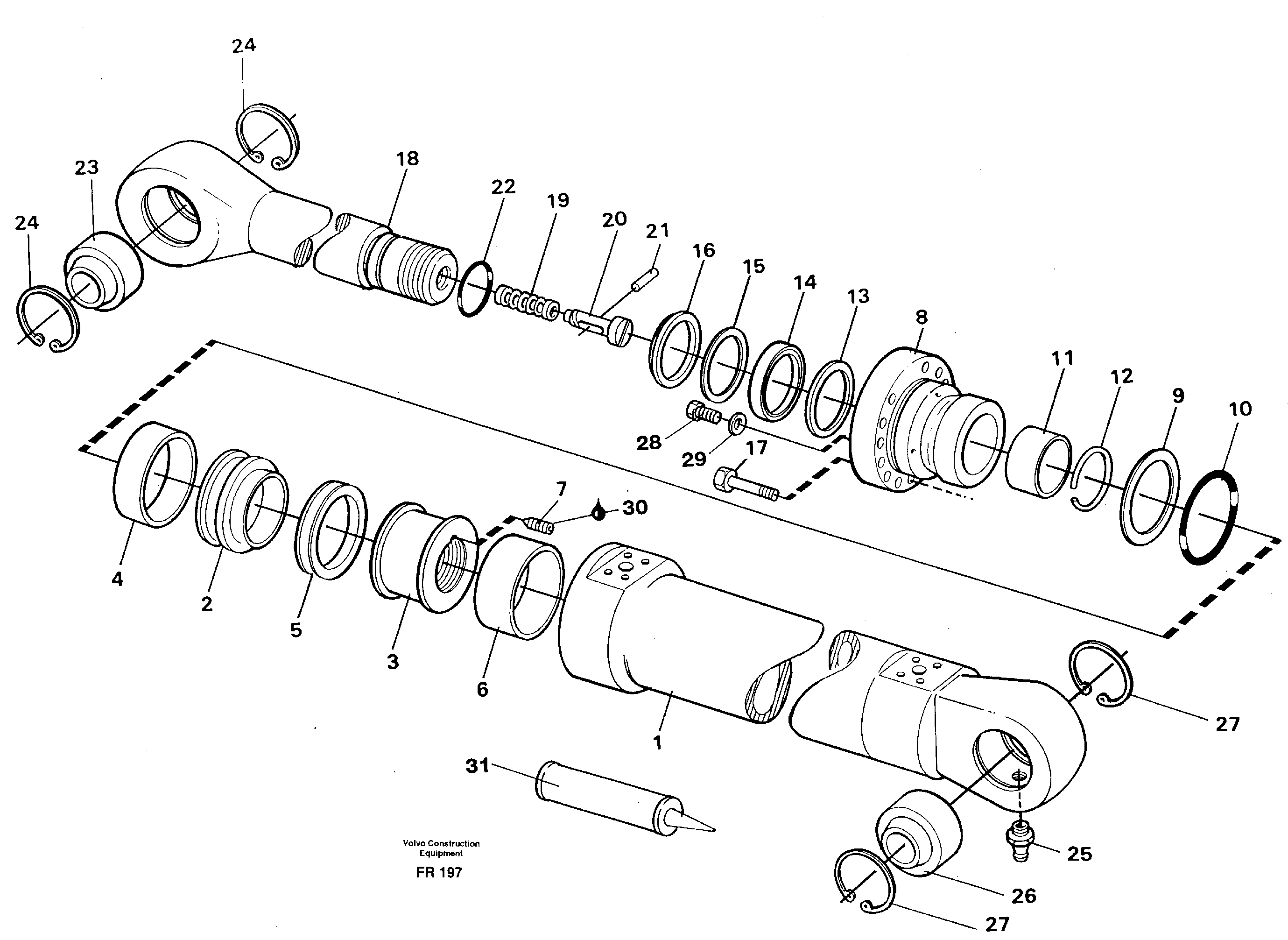 Схема запчастей Volvo EW130 - 25998 Цилиндр ковша EW130 ?KERMAN ?KERMAN EW130 SER NO - 447