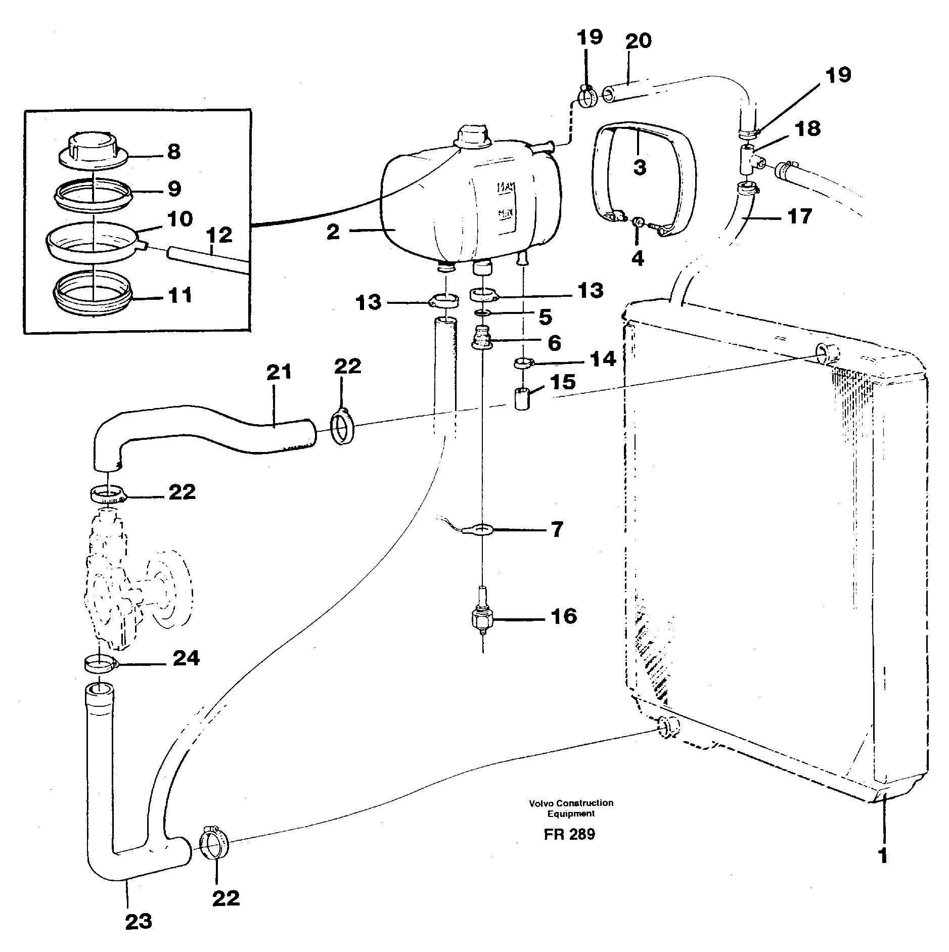 Схема запчастей Volvo EW130 - 81610 Expansion tank with fitting parts EW130 ?KERMAN ?KERMAN EW130 SER NO - 447