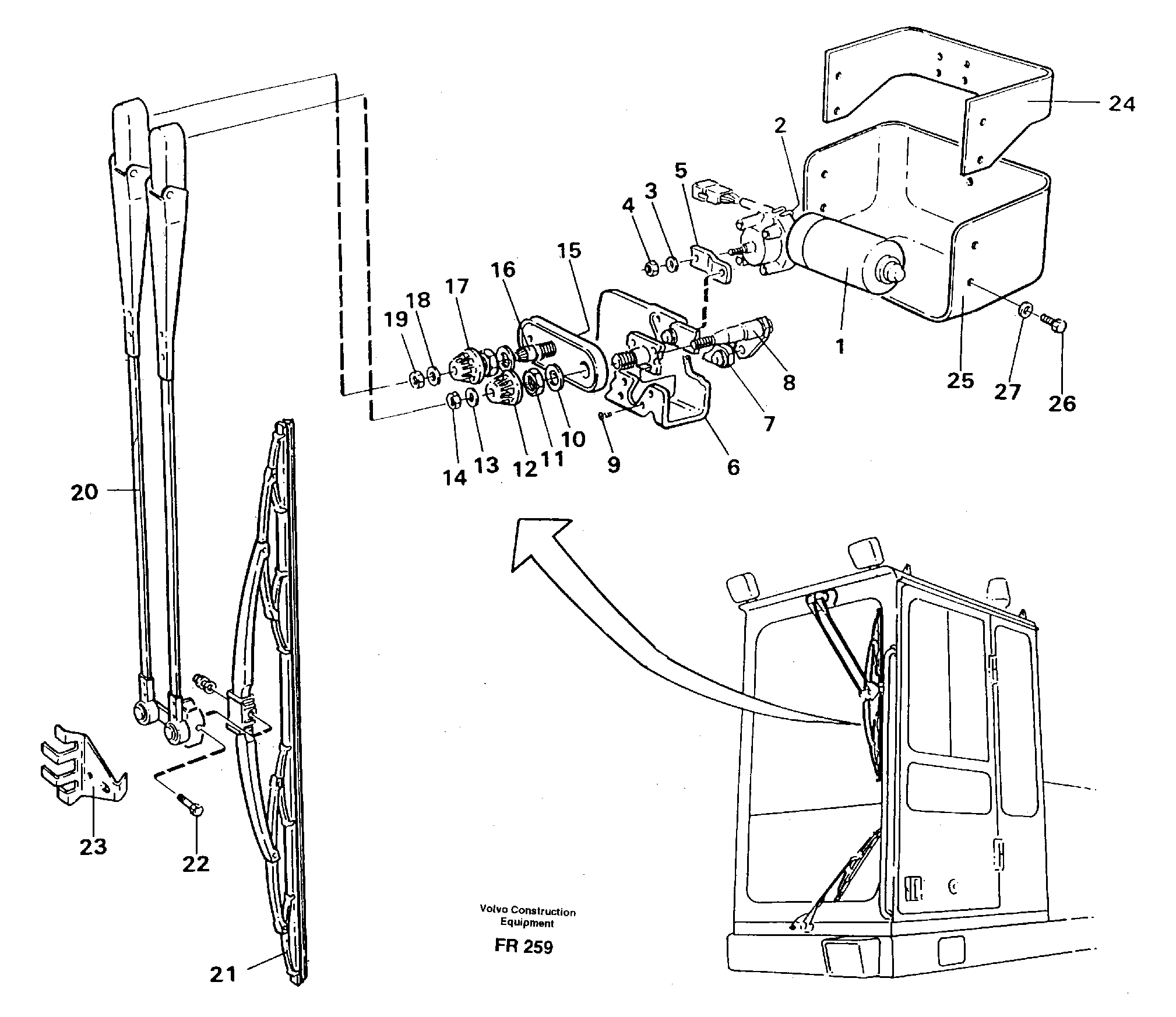 Схема запчастей Volvo EW130 - 11945 Windscreen wiper, upper EW130 ?KERMAN ?KERMAN EW130 SER NO - 447