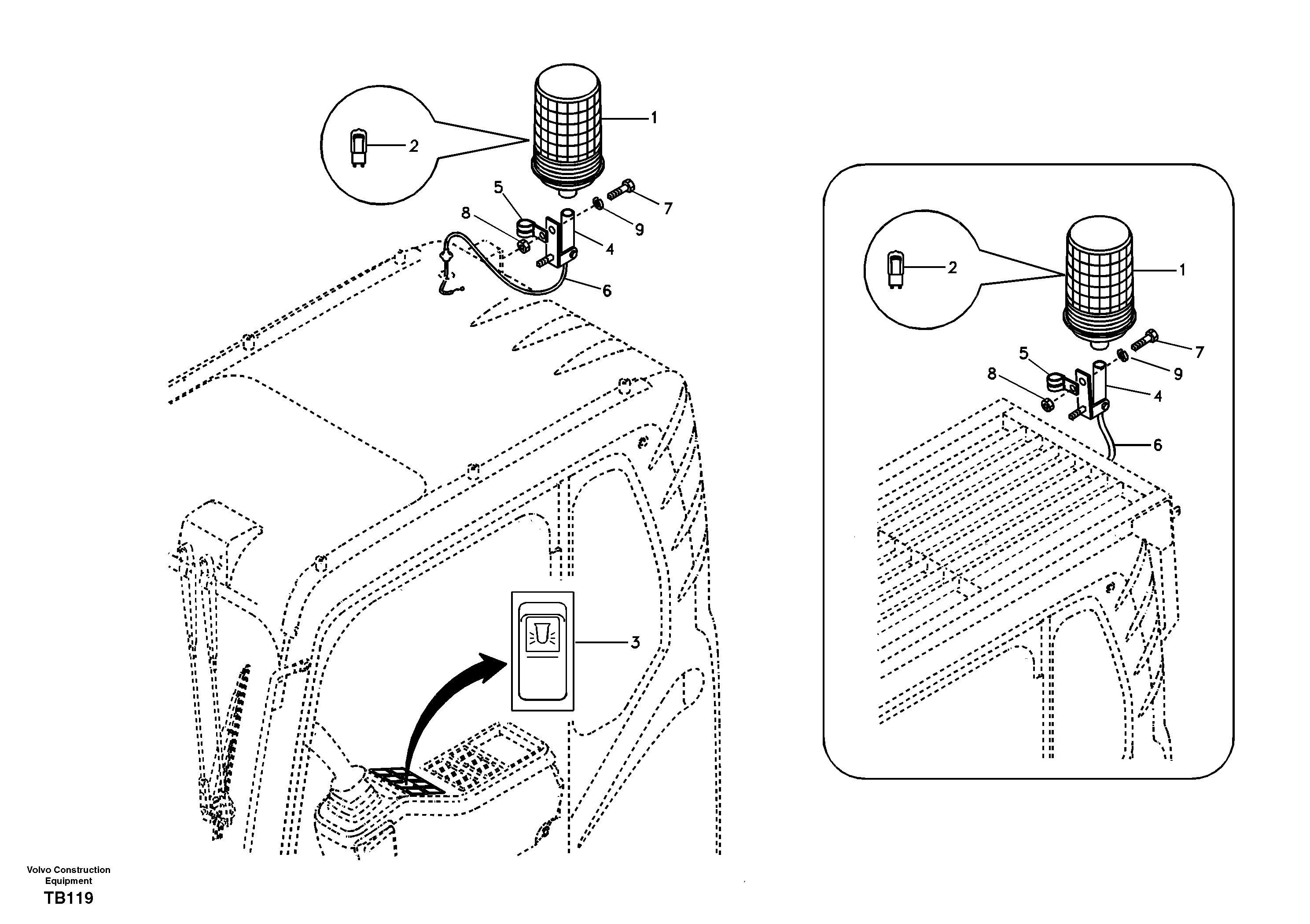 Схема запчастей Volvo EC140B - 32778 Rotating beacon EC140B