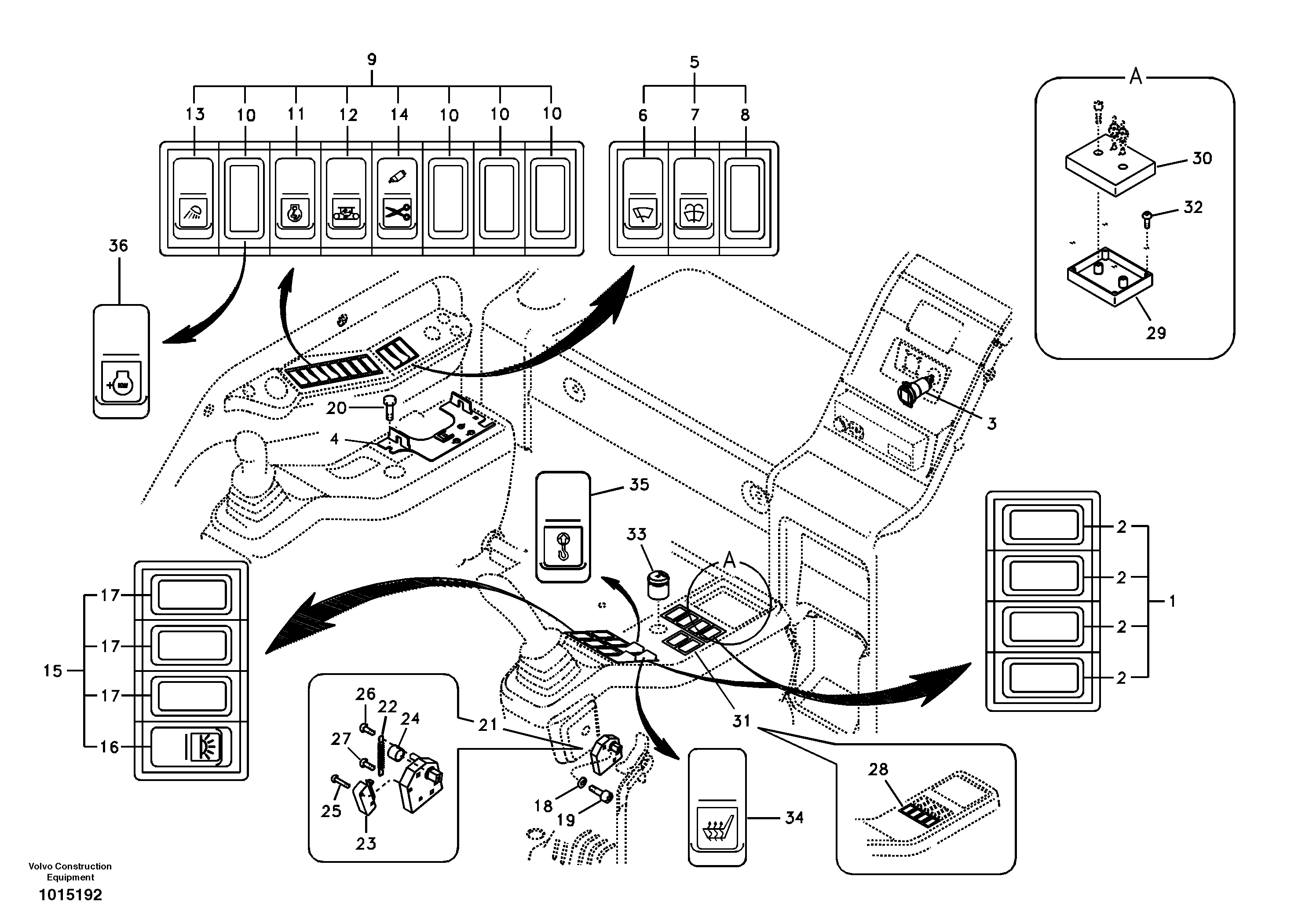 Схема запчастей Volvo EC140B - 62573 Переключатель EC140B