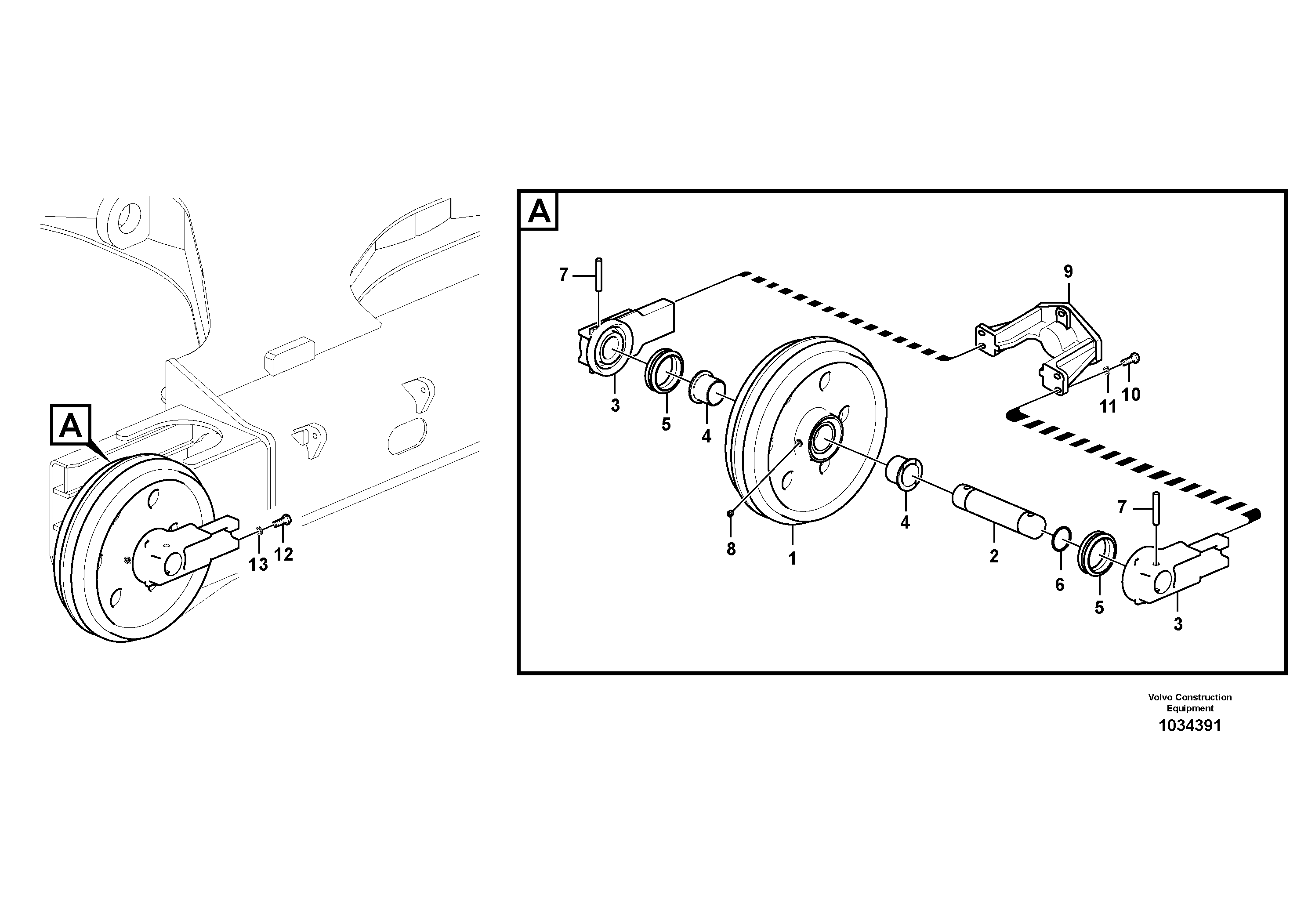 Схема запчастей Volvo EC140B - 79100 Ленивец (Направляющее колесо гусеницы), передний EC140B