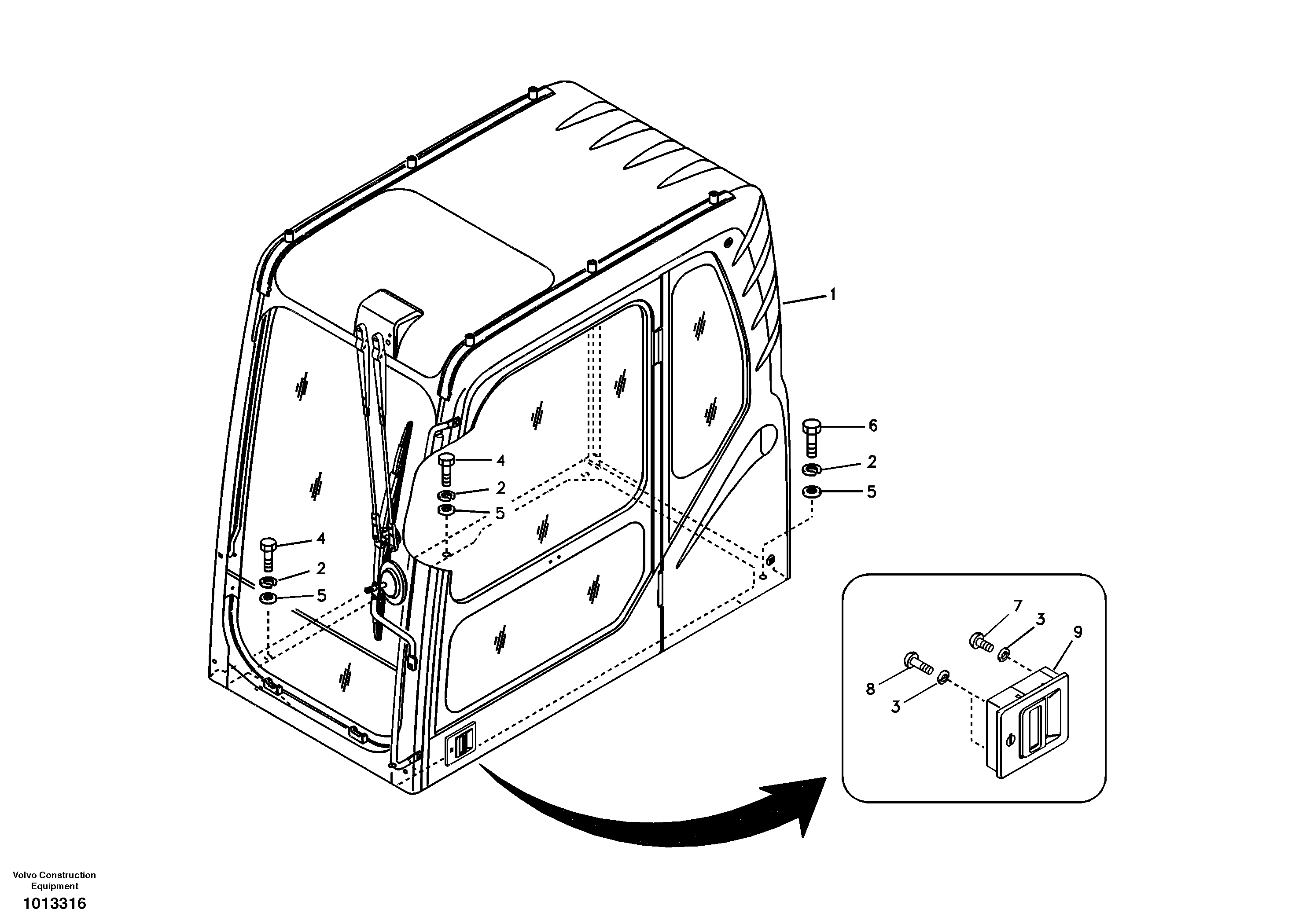 Схема запчастей Volvo EC140B - 99547 Cab mount EC140B