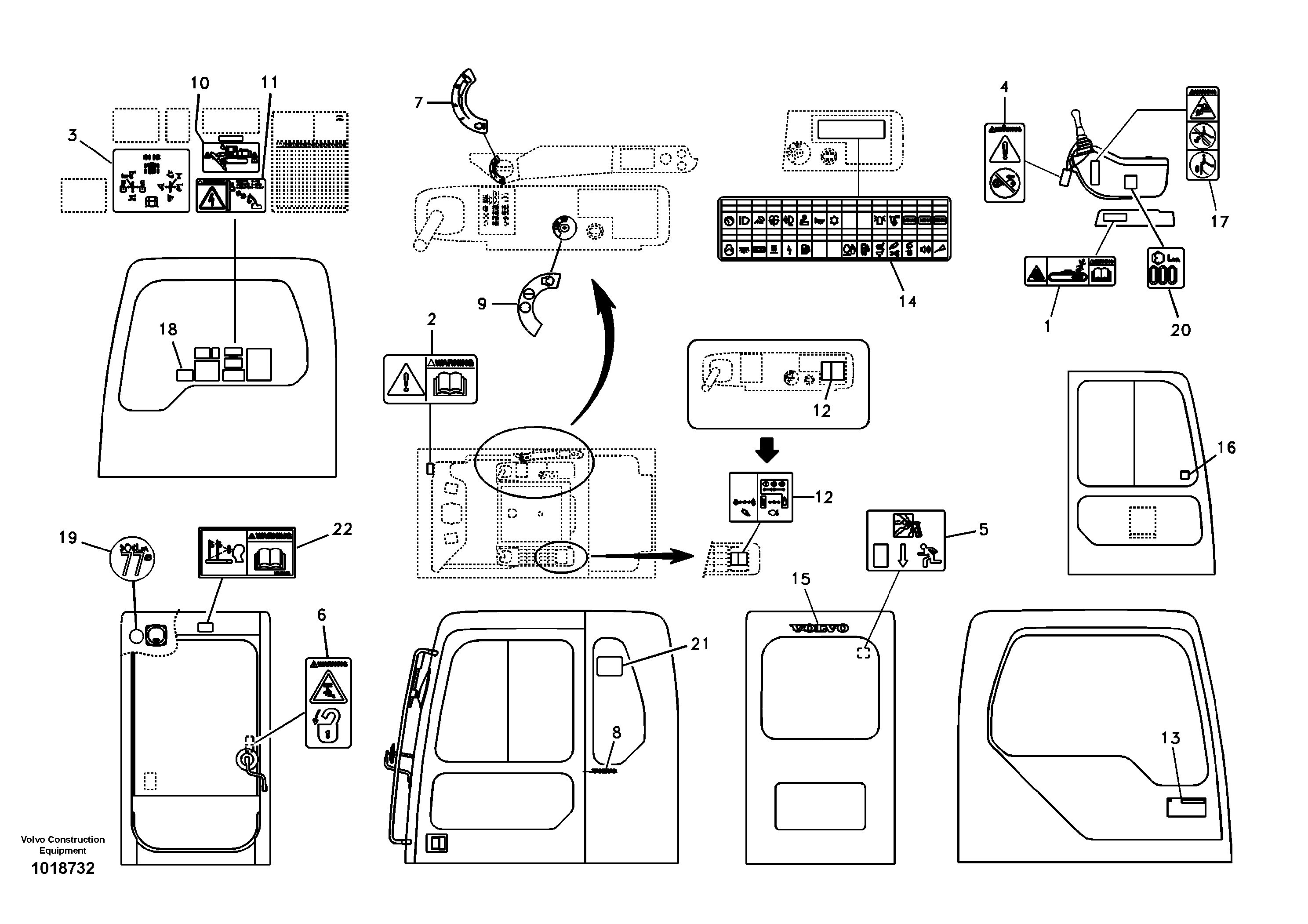 Схема запчастей Volvo EC140B - 51205 Decal, inner location EC140B