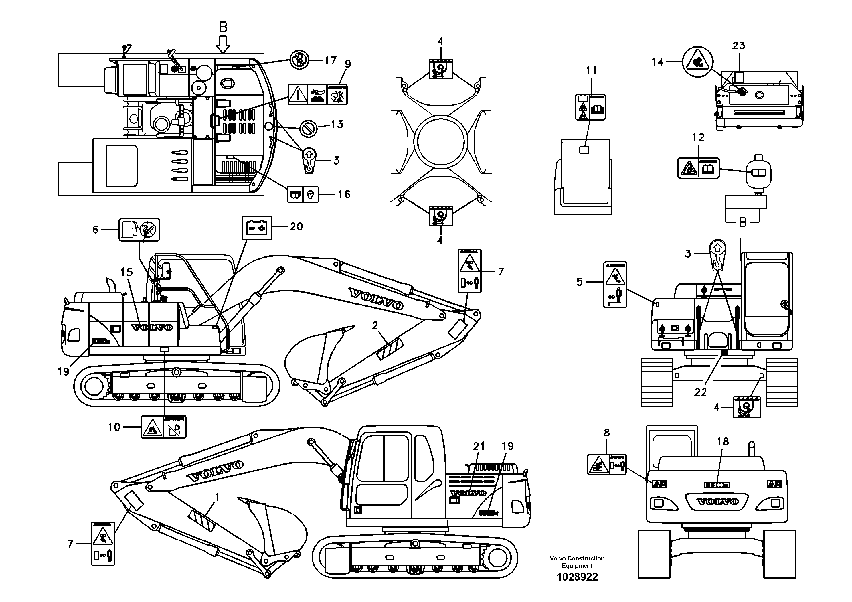 Схема запчастей Volvo EC140B - 59266 Decal, outer location EC140B