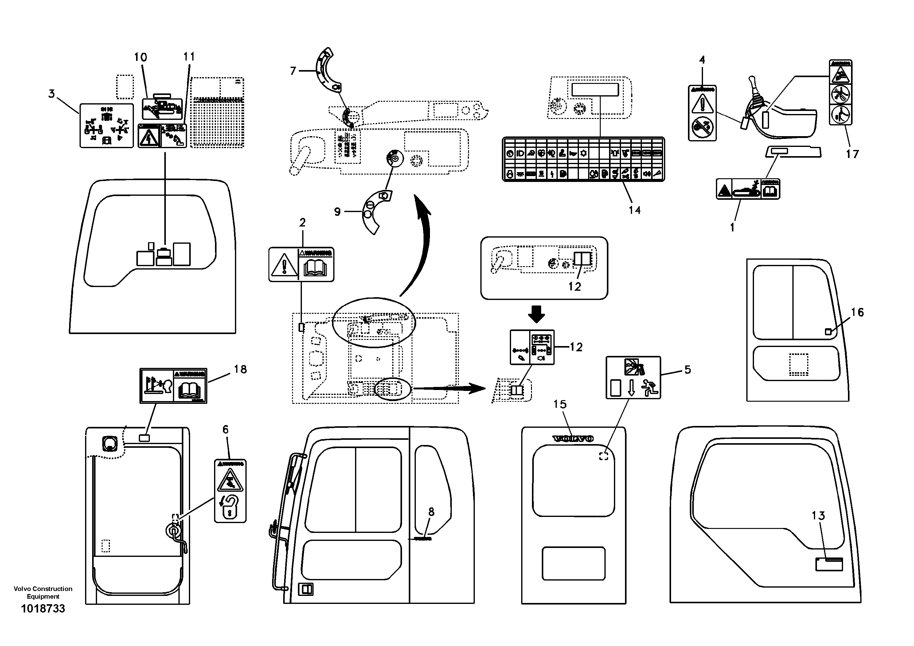 Схема запчастей Volvo EC140B - 96861 Decal, inner location EC140B