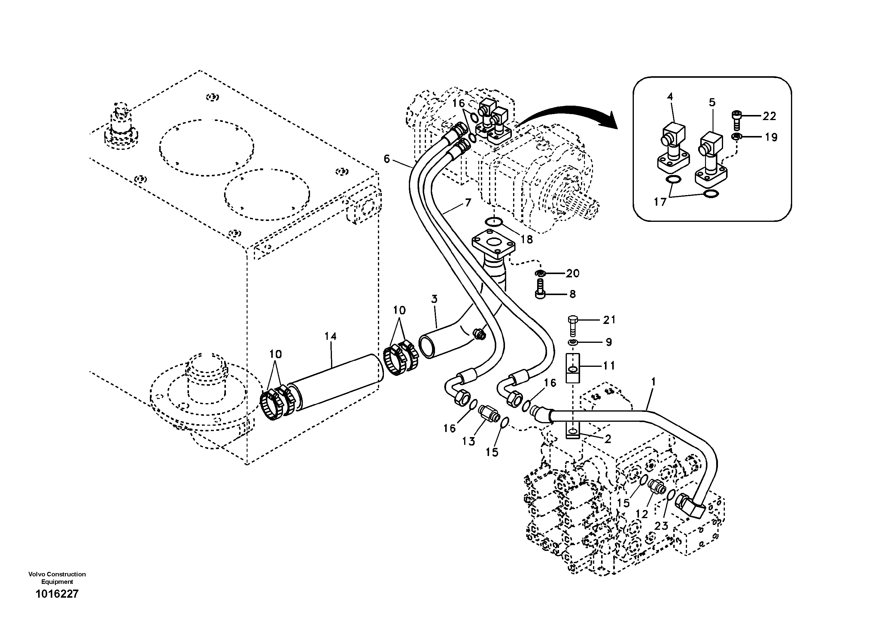 Схема запчастей Volvo EC140B - 20080 Hydraulic system, hydraulic tank to hydraulic pump EC140B