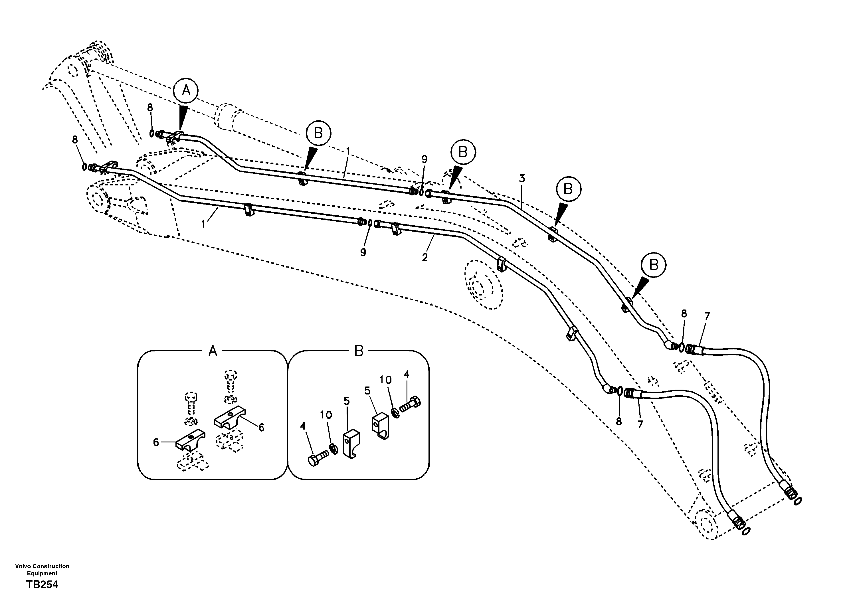 Схема запчастей Volvo EC140B - 18828 Working hydraulic, hammer and shear for boom EC140B