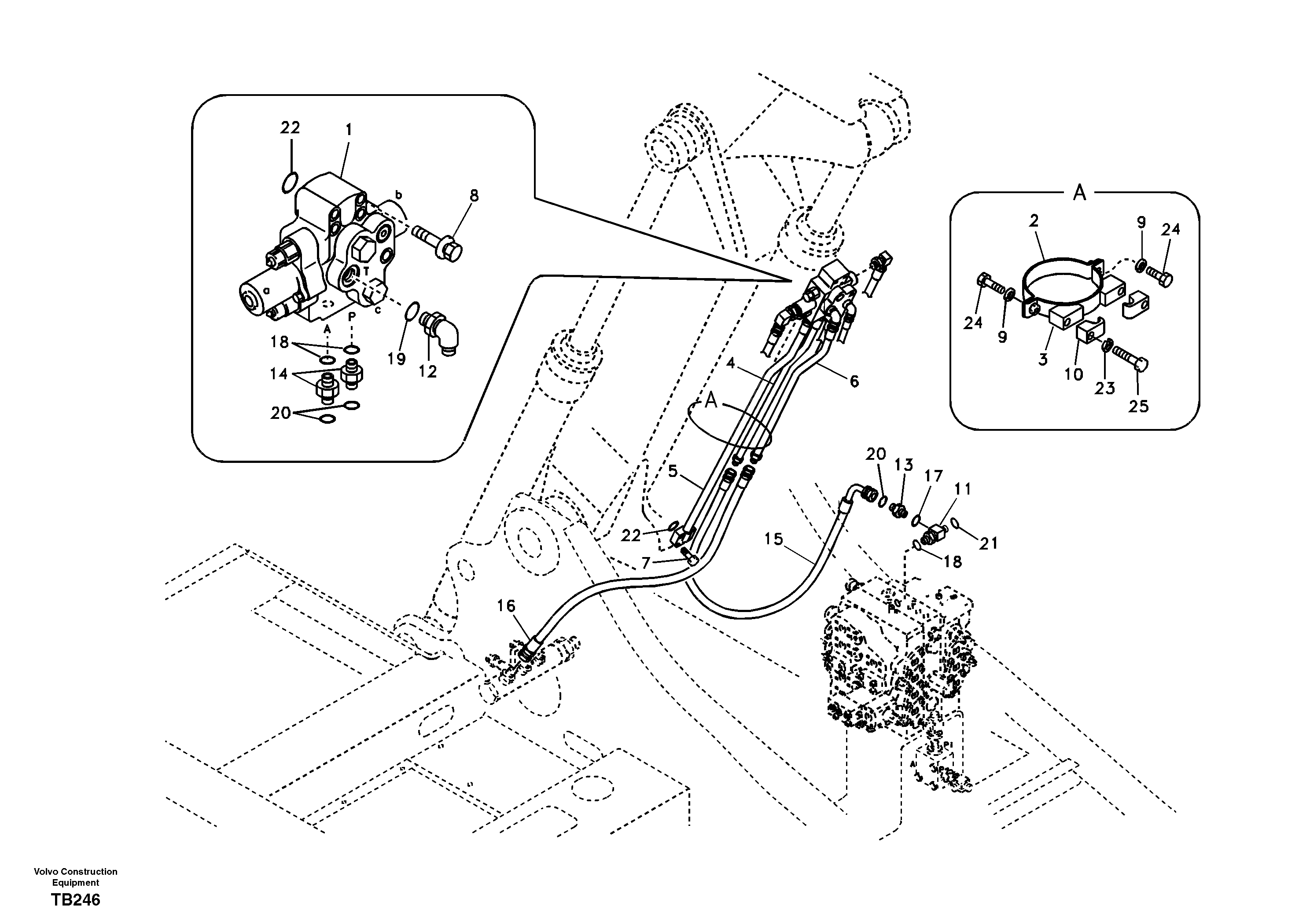 Схема запчастей Volvo EC140B - 66180 Working hydraulic, 2nd boom cylinder on adjustable boom EC140B