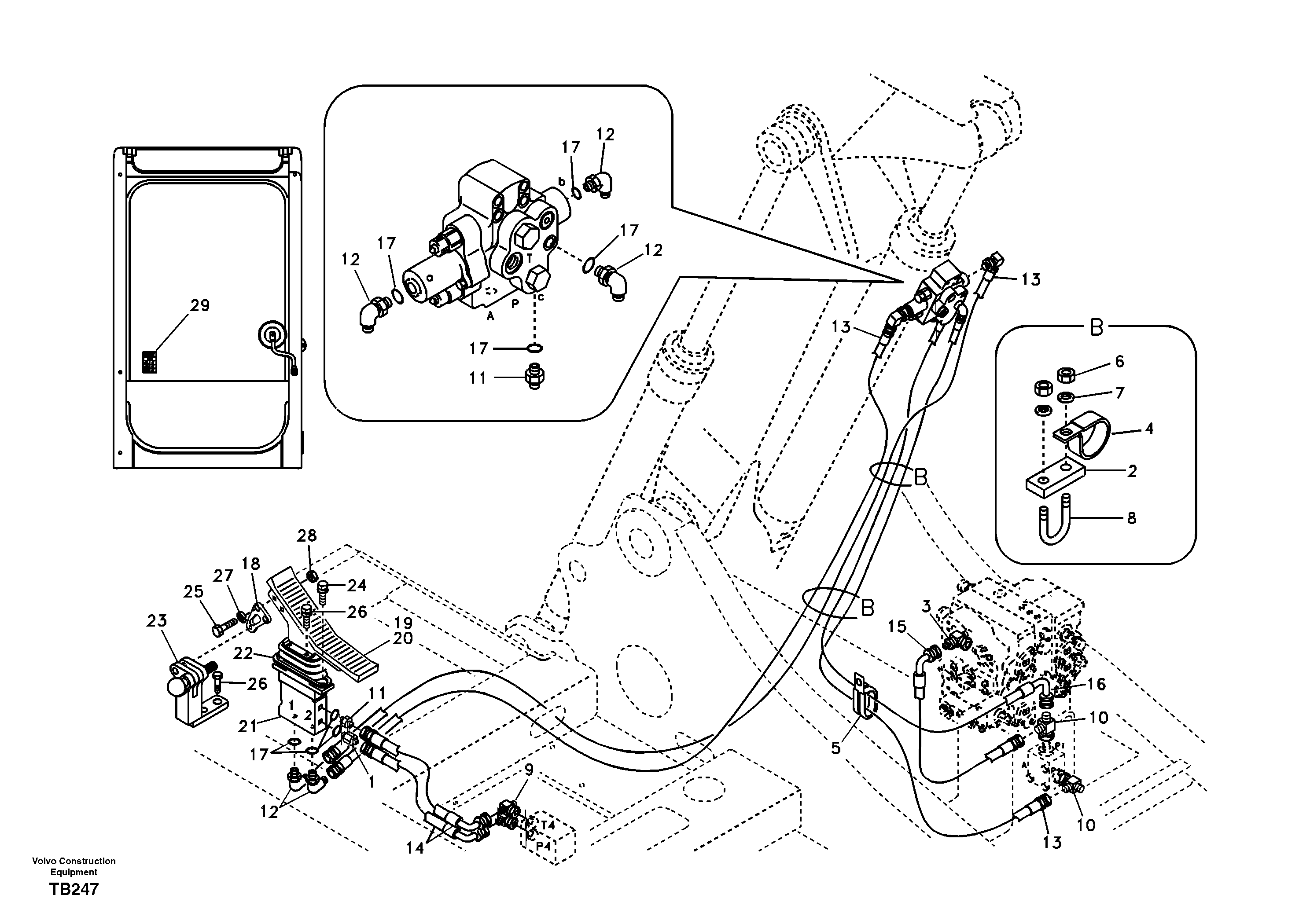 Схема запчастей Volvo EC140B - 94542 Working hydraulic, adjustable boom for upper EC140B
