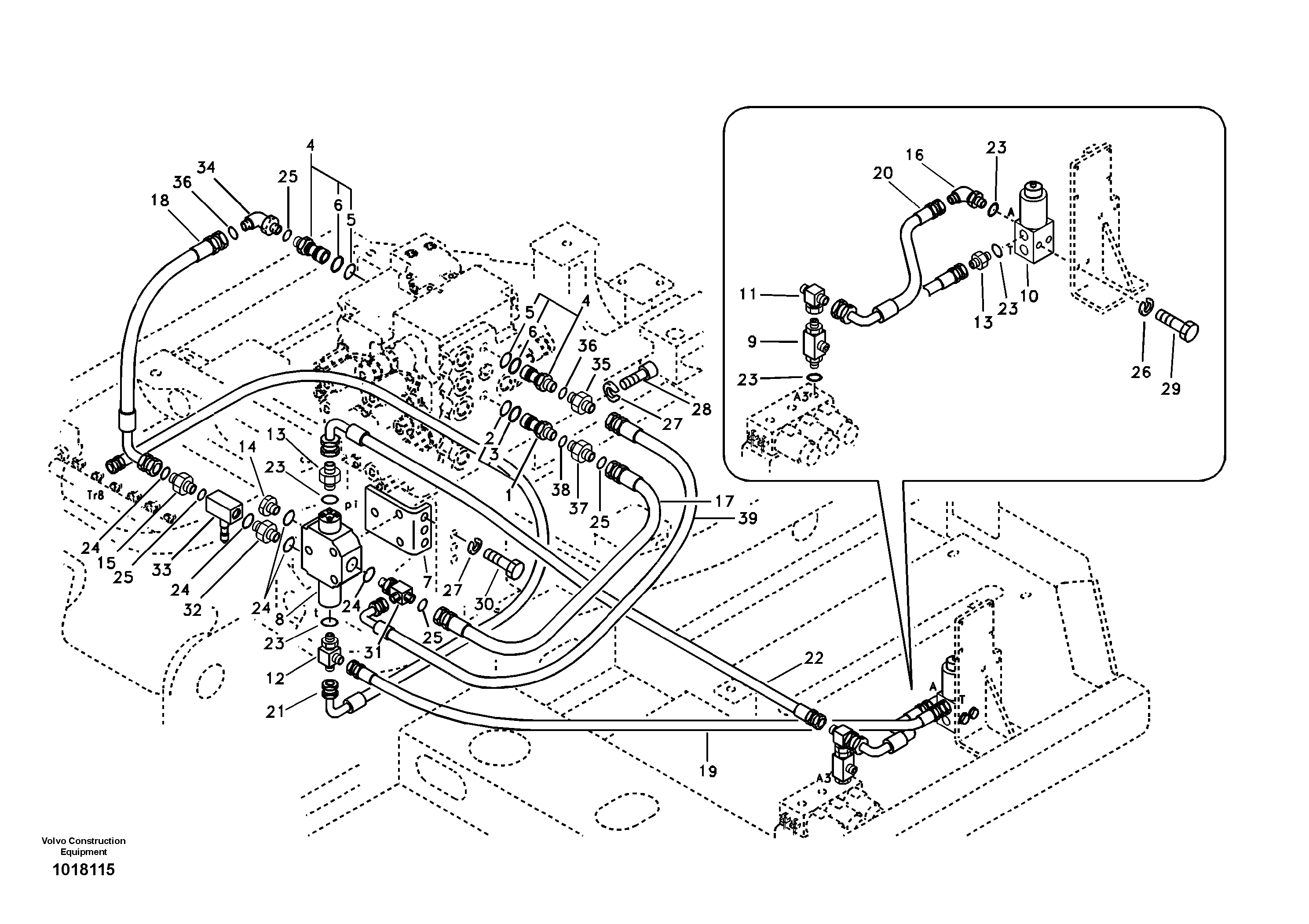 Схема запчастей Volvo EC140B - 96412 Working hydraulic, hammer and shear for 2nd pump flow EC140B