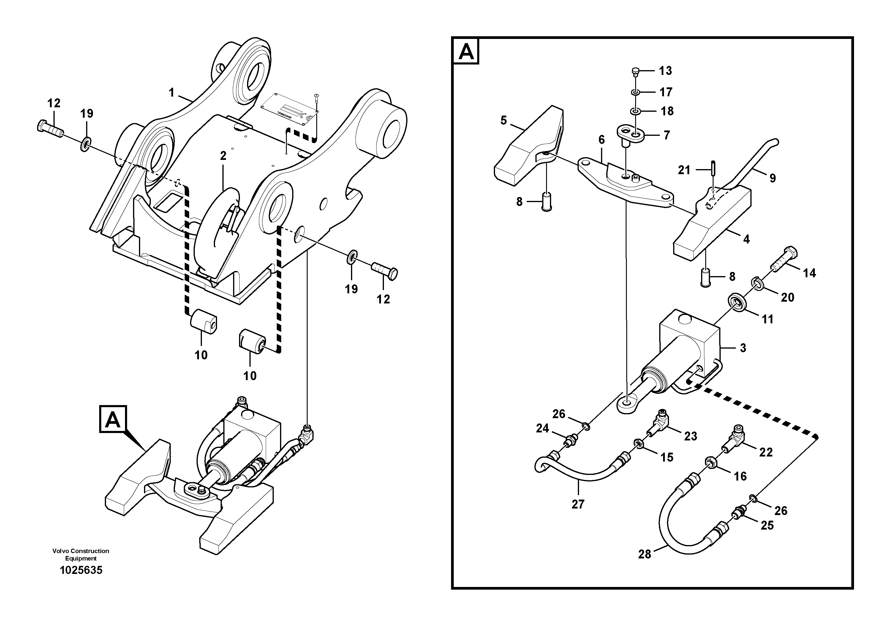 Схема запчастей Volvo EC140B - 83902 Attachment bracket, quickfit EC140B